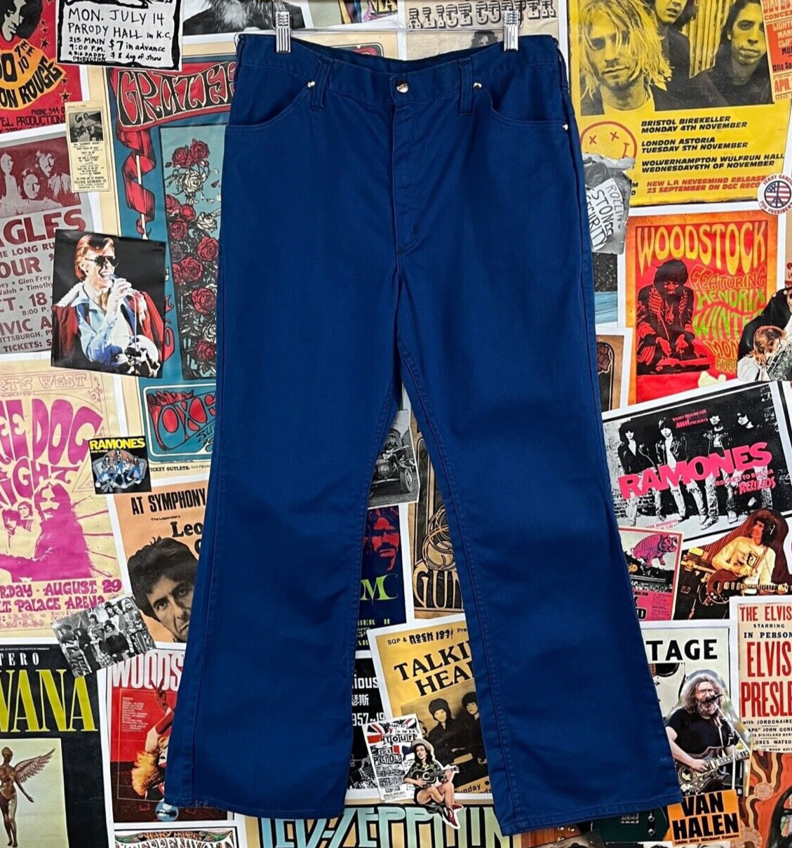 Vintage 70s Blue Maverick Blue Bell Flares Pants 32×28, 70s Womens Clothing 32″