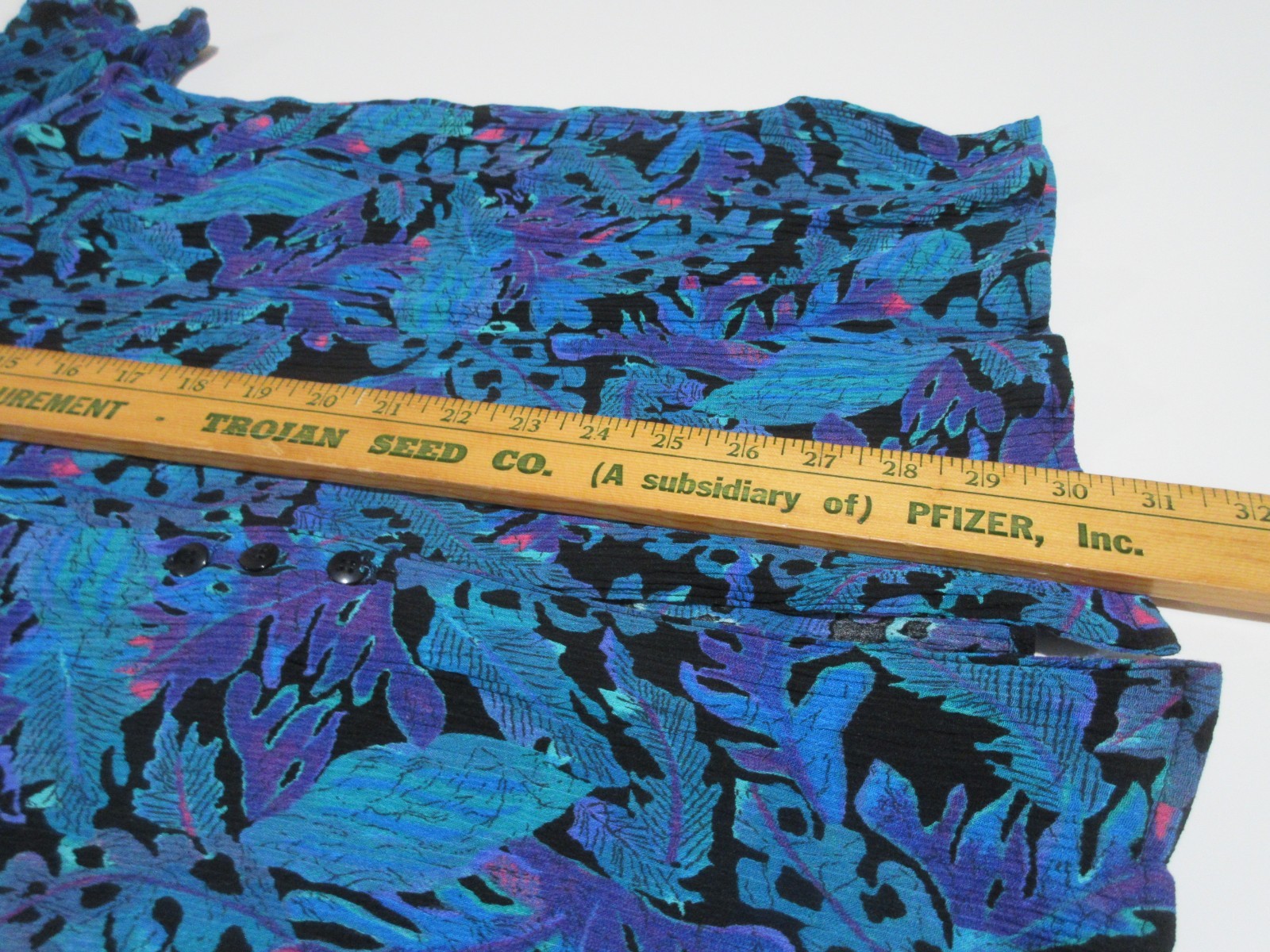 Sz 24 Vtg Ship ’n Shore Blouse CRINKLE Cottagecore Grandma 80s Blue Floral USA
