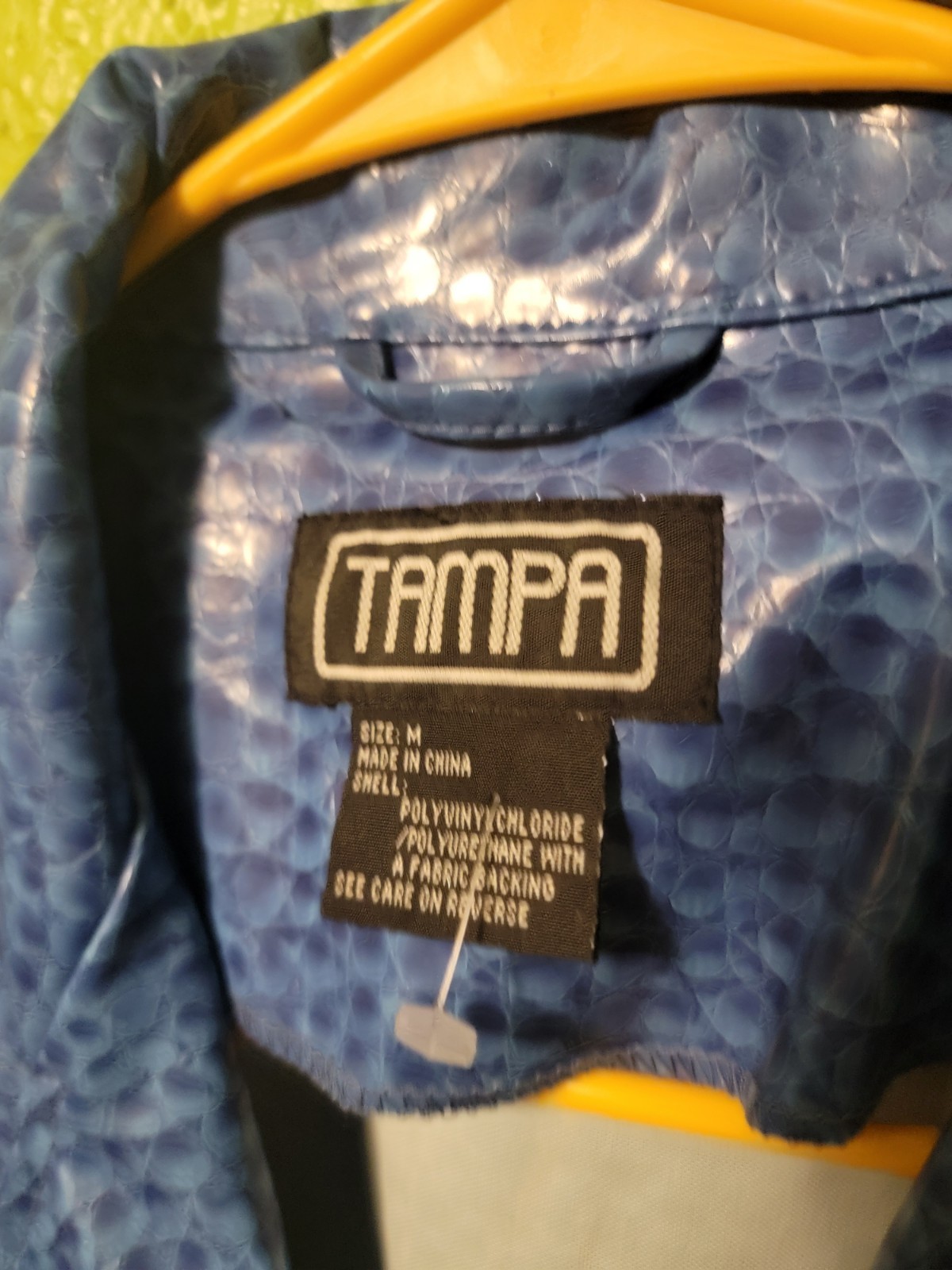 Tampa Vintage 1980s Womens Jacket Faux Snake Skin Print Retro Blue Medium