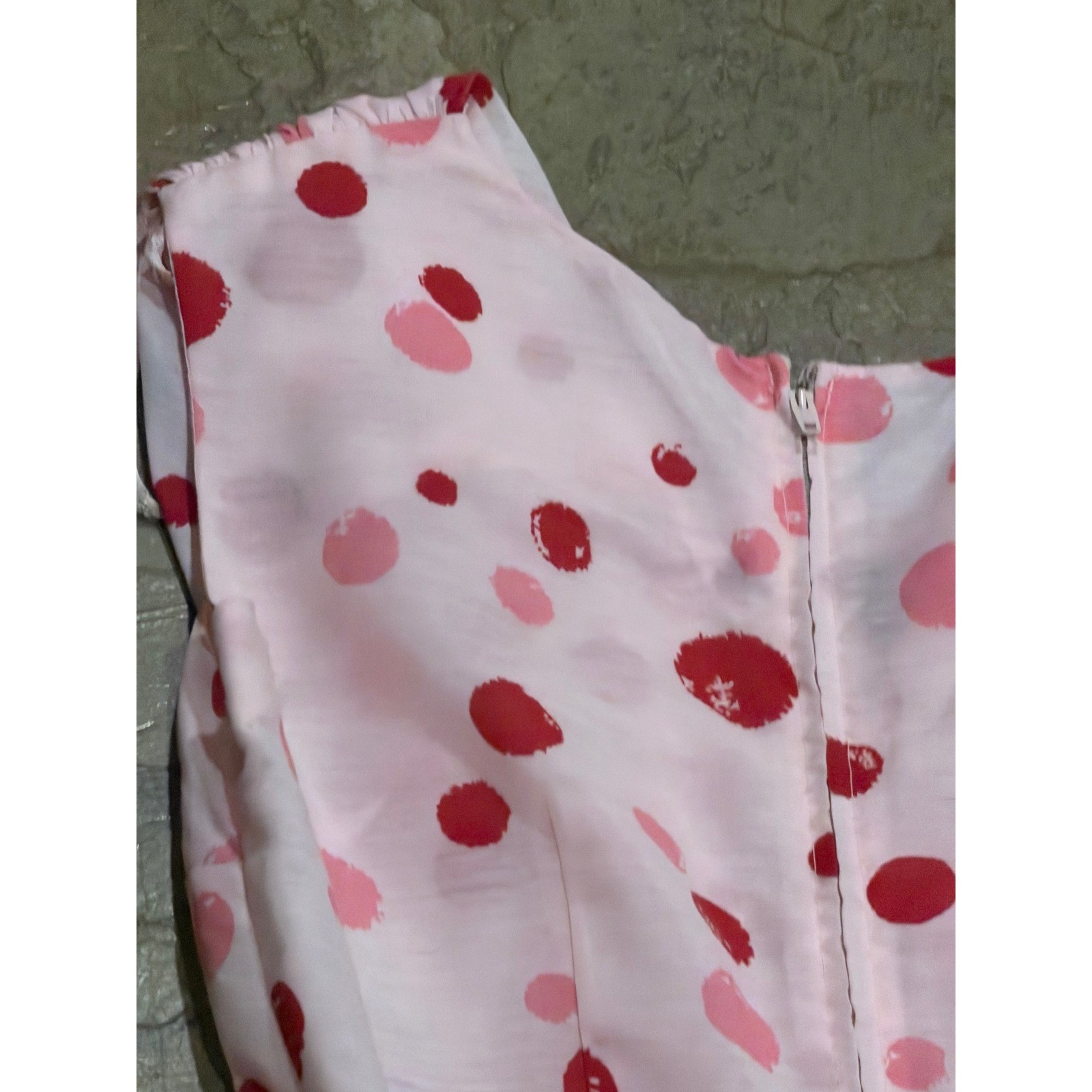Vintage Kerrybrooke Sears Polka Dot Dress Pink Red Sleeveless Belted 50s 60s 6 8