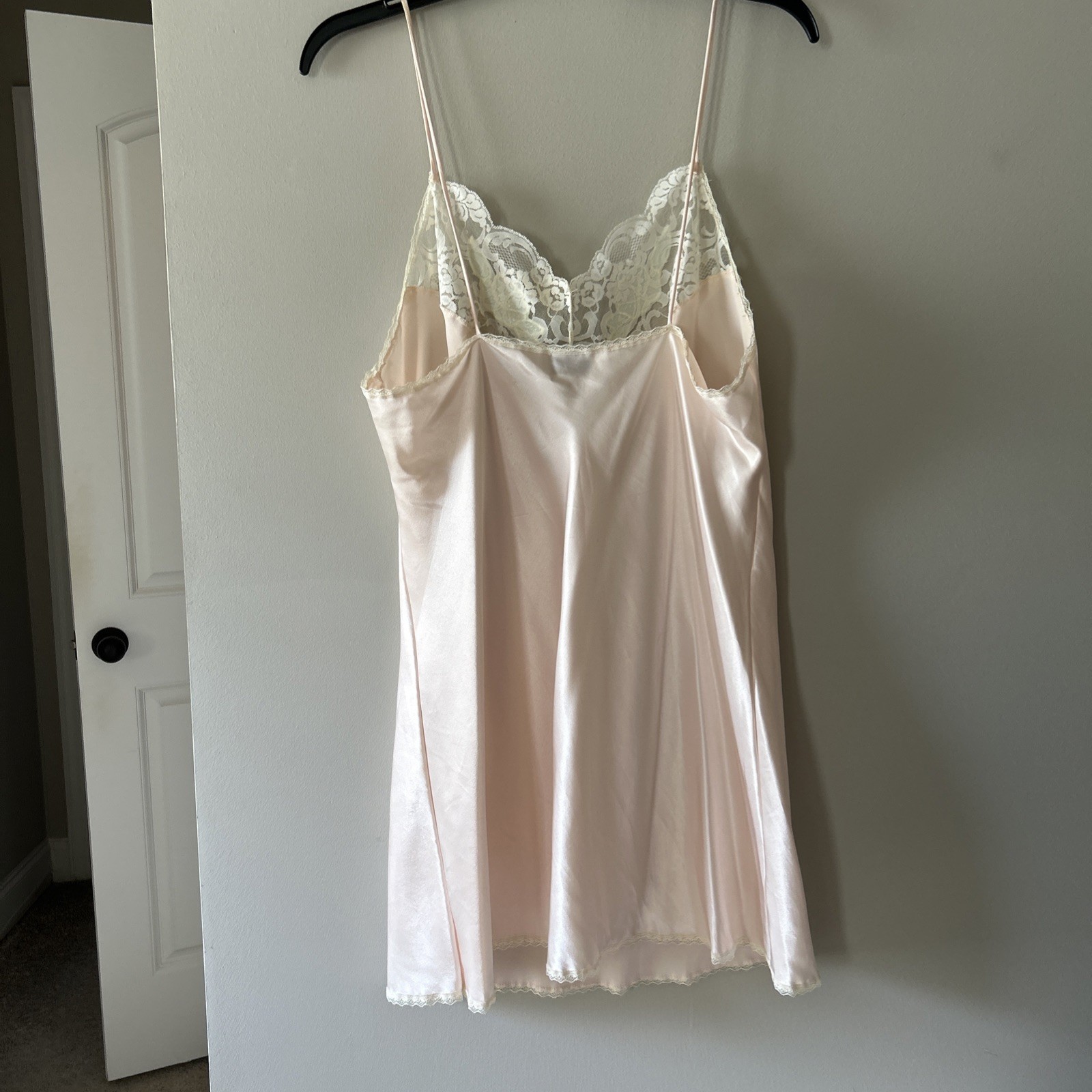 VTG Sedu Floral Lace Strappy Nylon Lingerie Nightgown Sz L Lovely