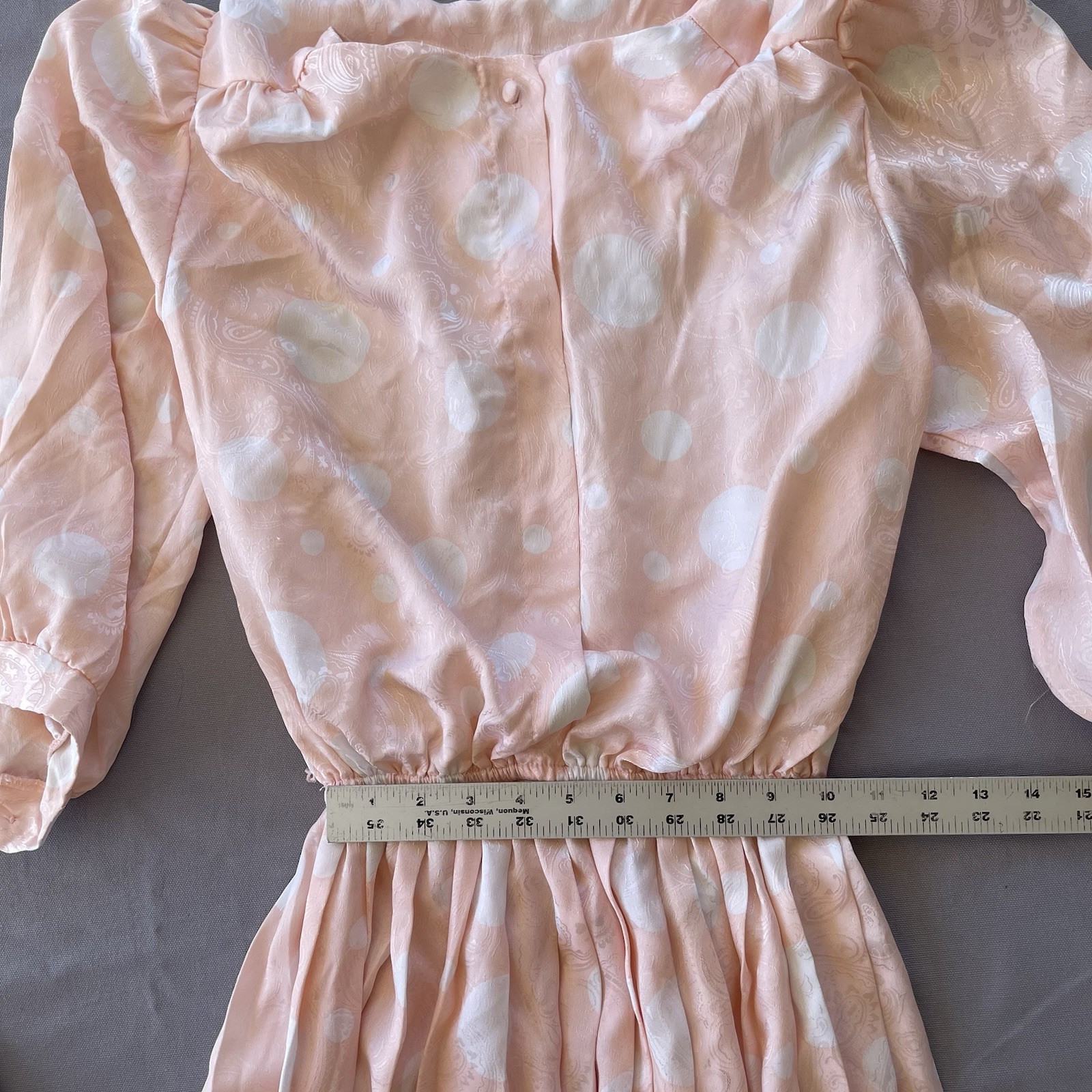 Vintage 1980s Alexis Fashion Inc Pink White Polka Dot Secretarial Dress Size S