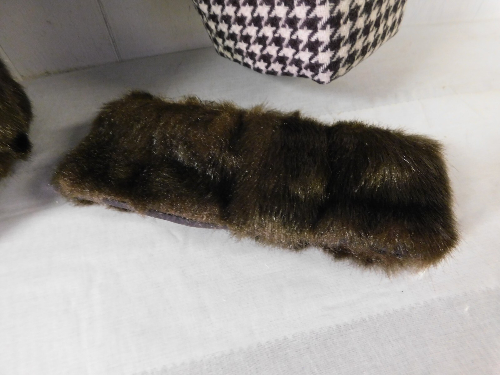Metro Style Houndstooth Wool Lined Mod Pants with Removable Fur Cuffs sz 10