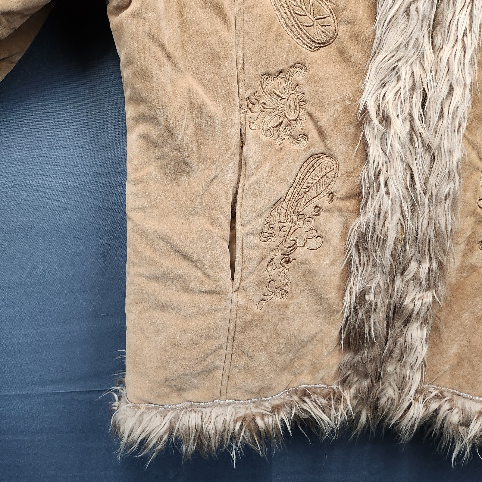 Y2K Vintage Suede Oscar Sports Coat Women’s Faux Fur Boho Hippie XXL