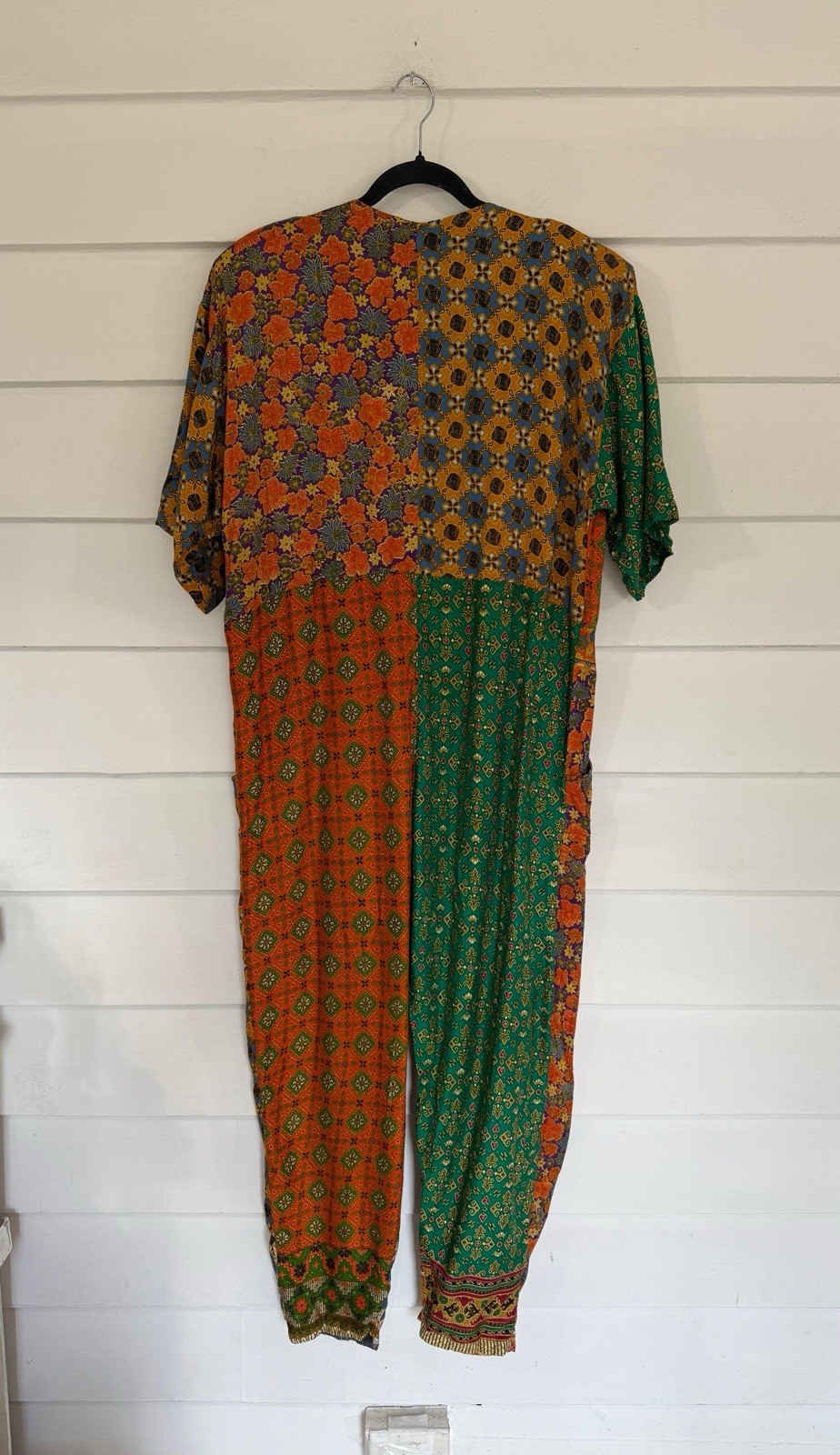 Vintage 90s OK Mike Hip Hop Relaxed Patchwork Flowy Romper Jumpsuit One Size