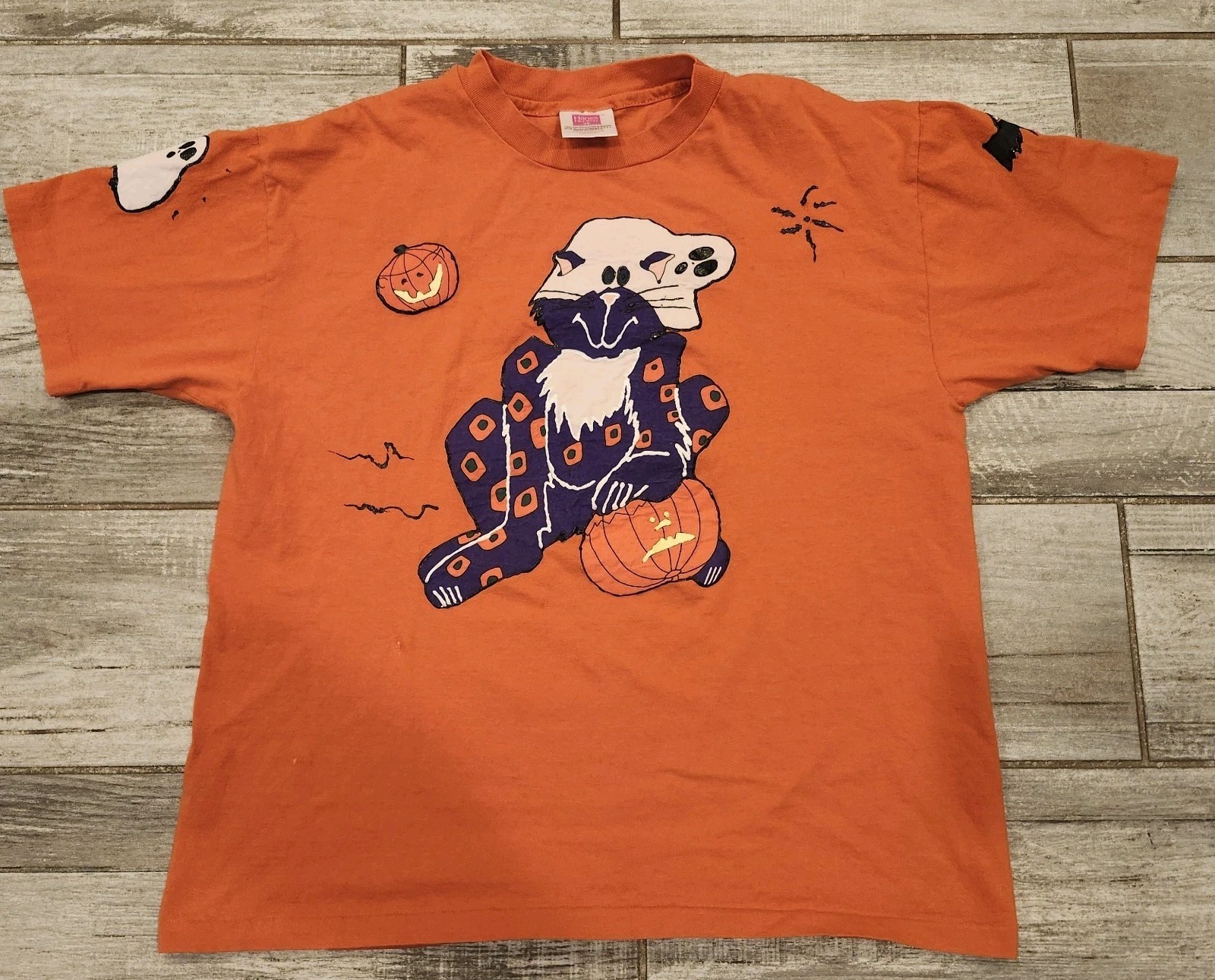 Vintage Halloween Shirt Hanes Her Way Single Stitch Size Womens Medium Orange