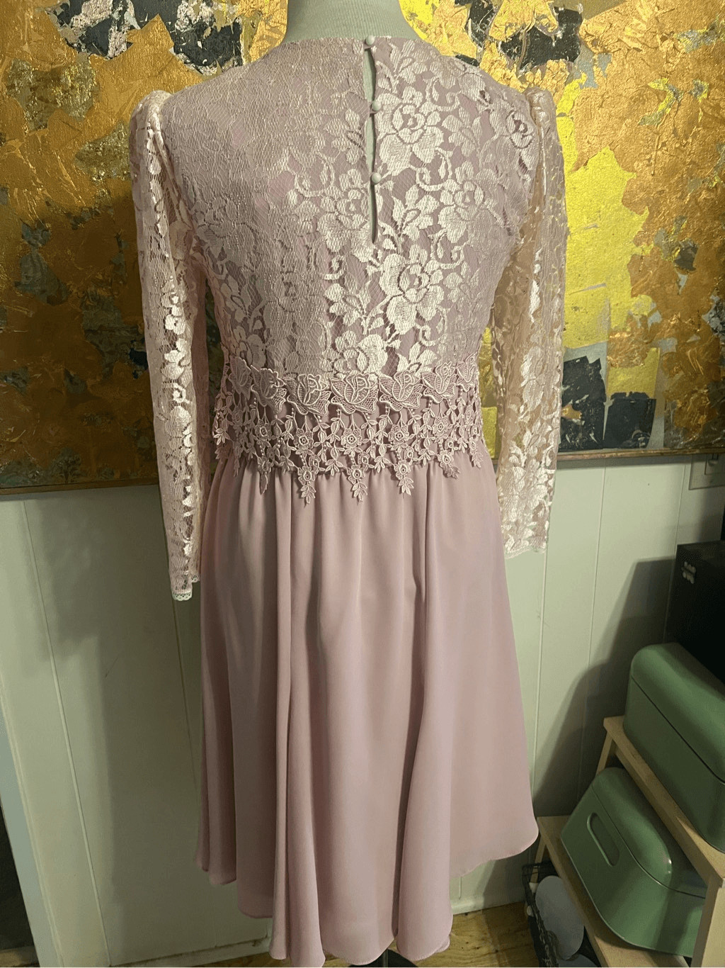 WOW NWT $138 Vintage Mavinette Pink Lace & Poly Mother of The Bride Formal Dress
