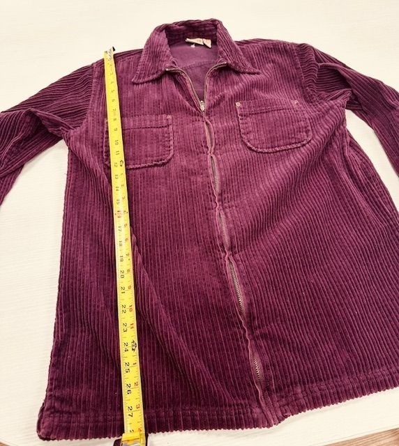 Crossroads VTG Unisex Tactical Corduroy Burgundy Zip-Front Shacket w/Pockets Sm