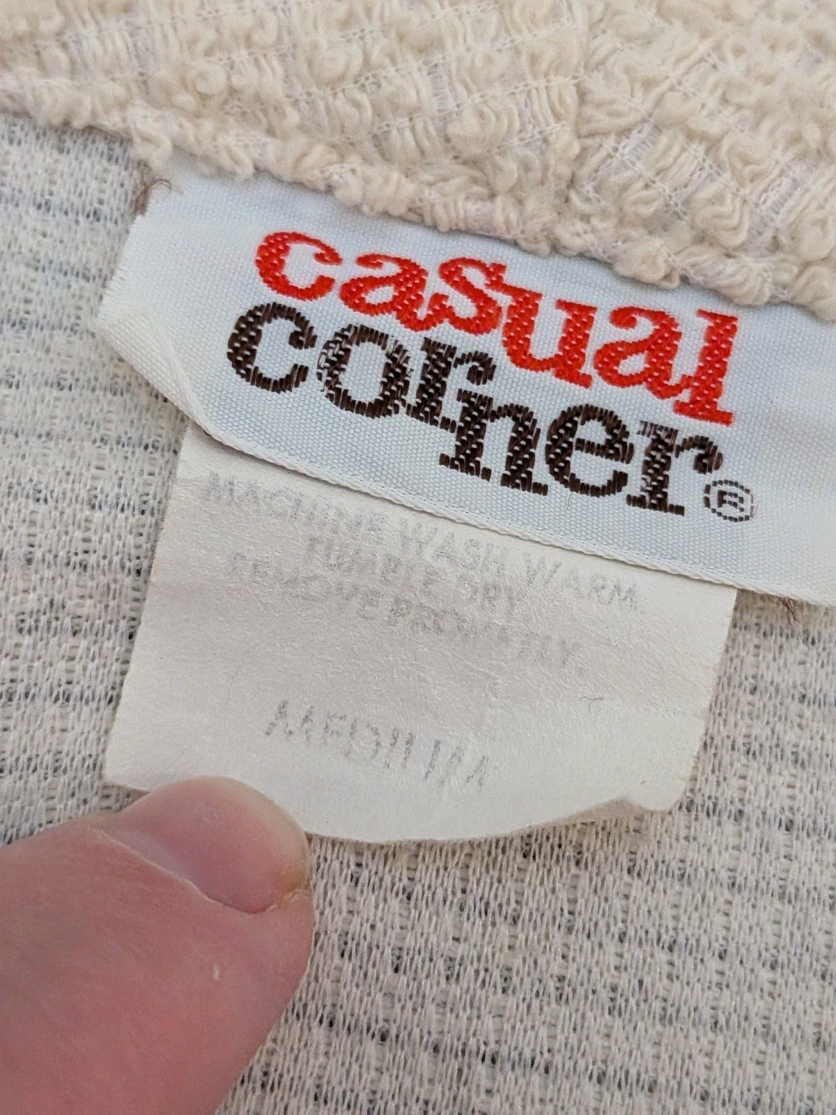 VTG 1970’s Casual Corner Jacket Cardigan Women Medium Cream Boucle Open Front