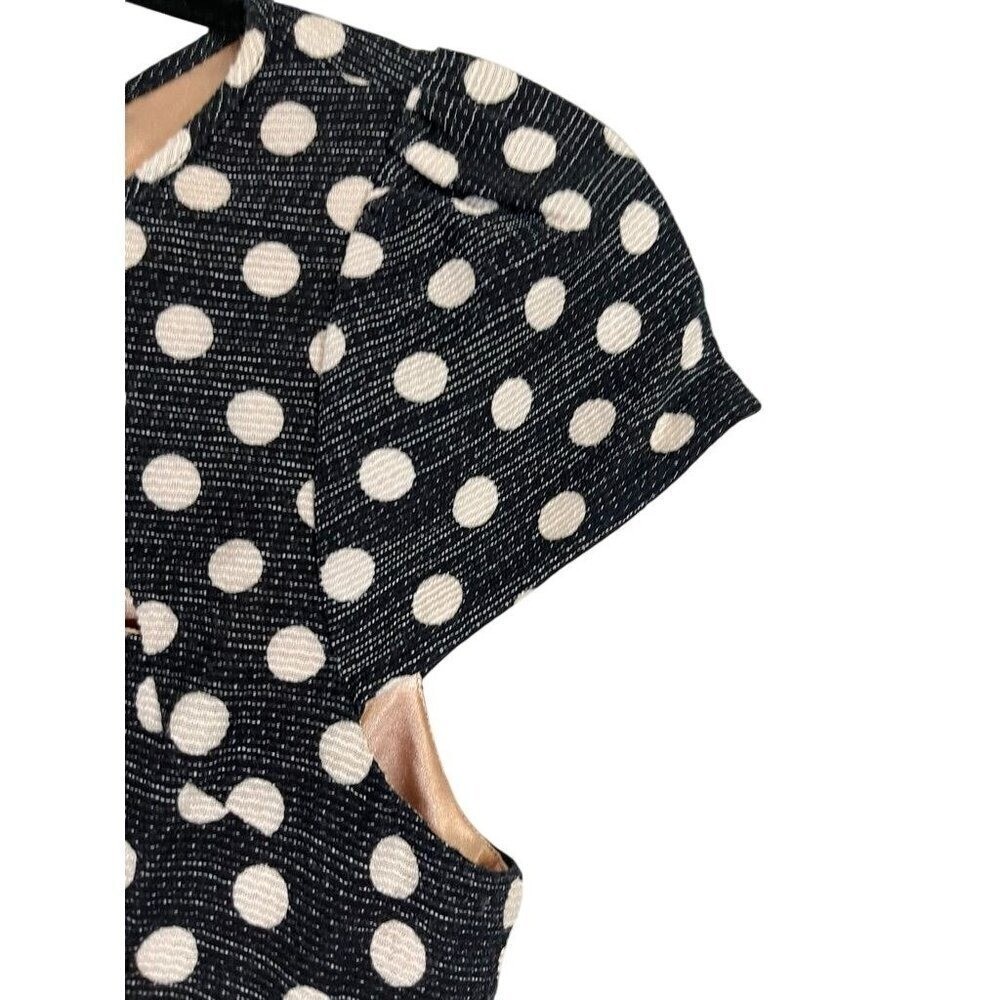 Anthropologie Maeve Polka Dot Dress 0 Black Mini Swing Pinup Retro Preppy 80s