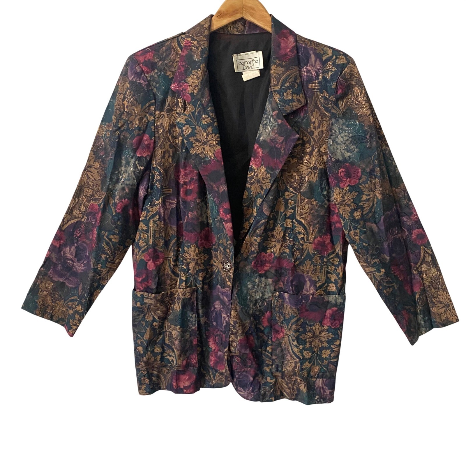 Samantha David Women Sz Med Vintage Floral Brocade Blazer Grandmacore Victorian