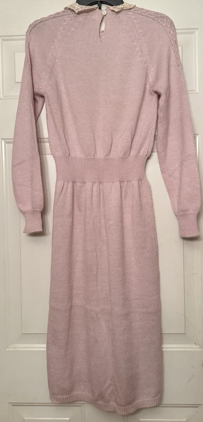 Vintage 1980’s Plain Jane Espirit Pink Embroidered Sweater Dress – Large
