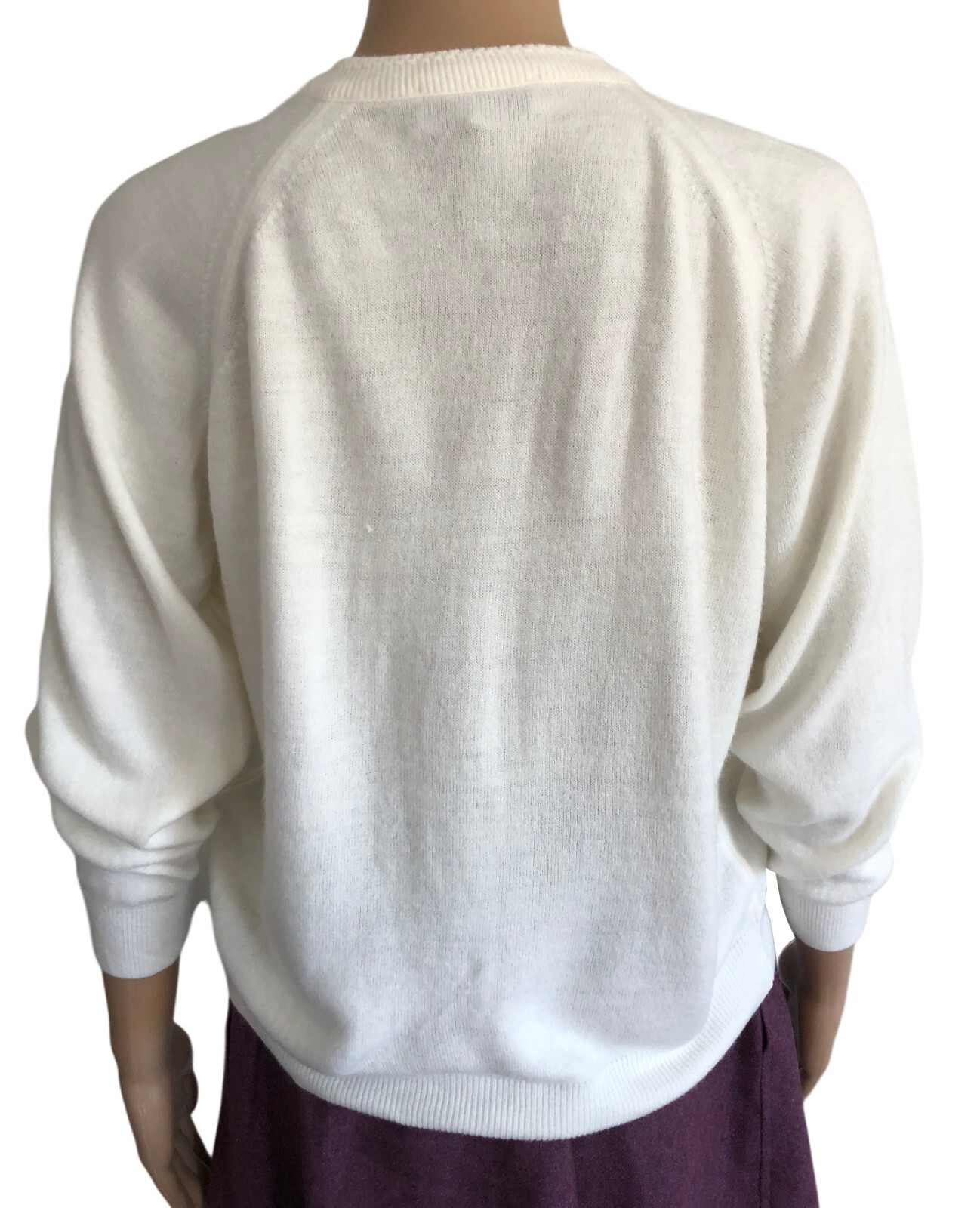 vtg Lord & Taylor Lightweight Cardigan Sweater PS Ivory Pearl Buttons USA