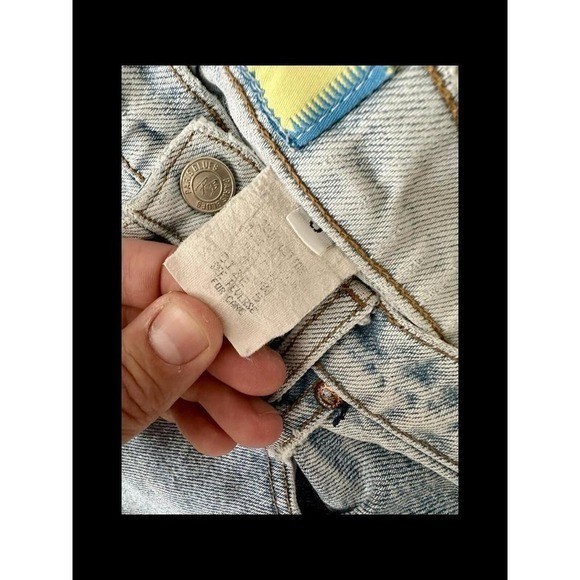 Vintage 90s Paris Blues Made in USA Light Wash Flare Jeans Worn Faded Size 5