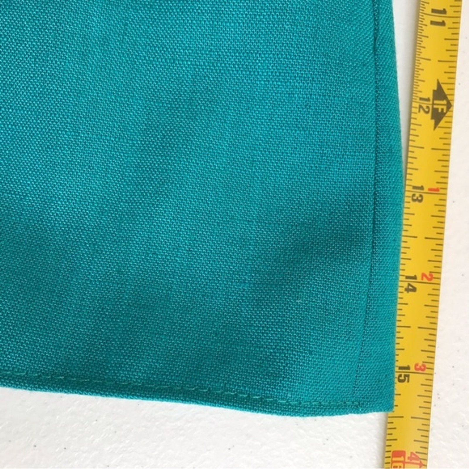 Vintage Tan Jay Div of Nygard Linen Blend Teal Open Front Blazer Jacket Women 12