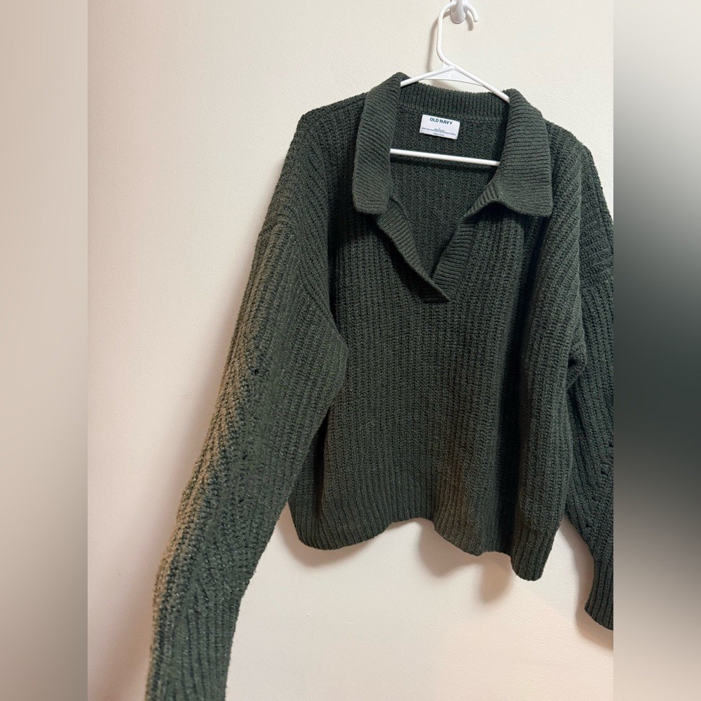 Old Navy – Women’s Slouchy Dark Green V-Neck Sweater – Size Large