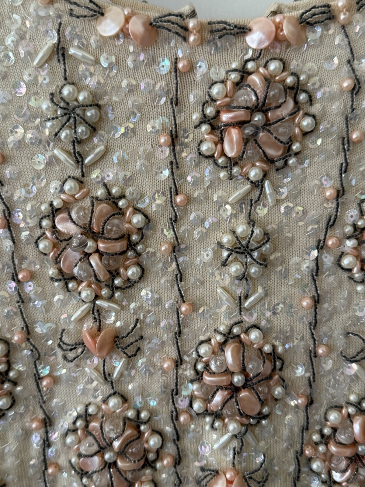 Vintage Hand Beaded Wool Evening Shirt Embellished Sequined from Hong Kong