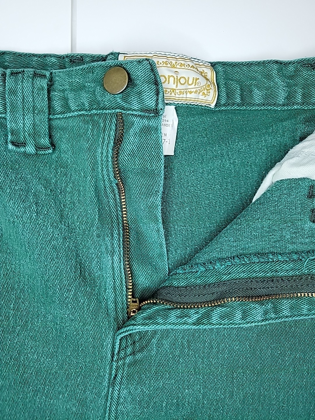 Vintage BonJour Mom Jeans Women’s Size 9 10 Stone Wash Green Denim Bareback 80s