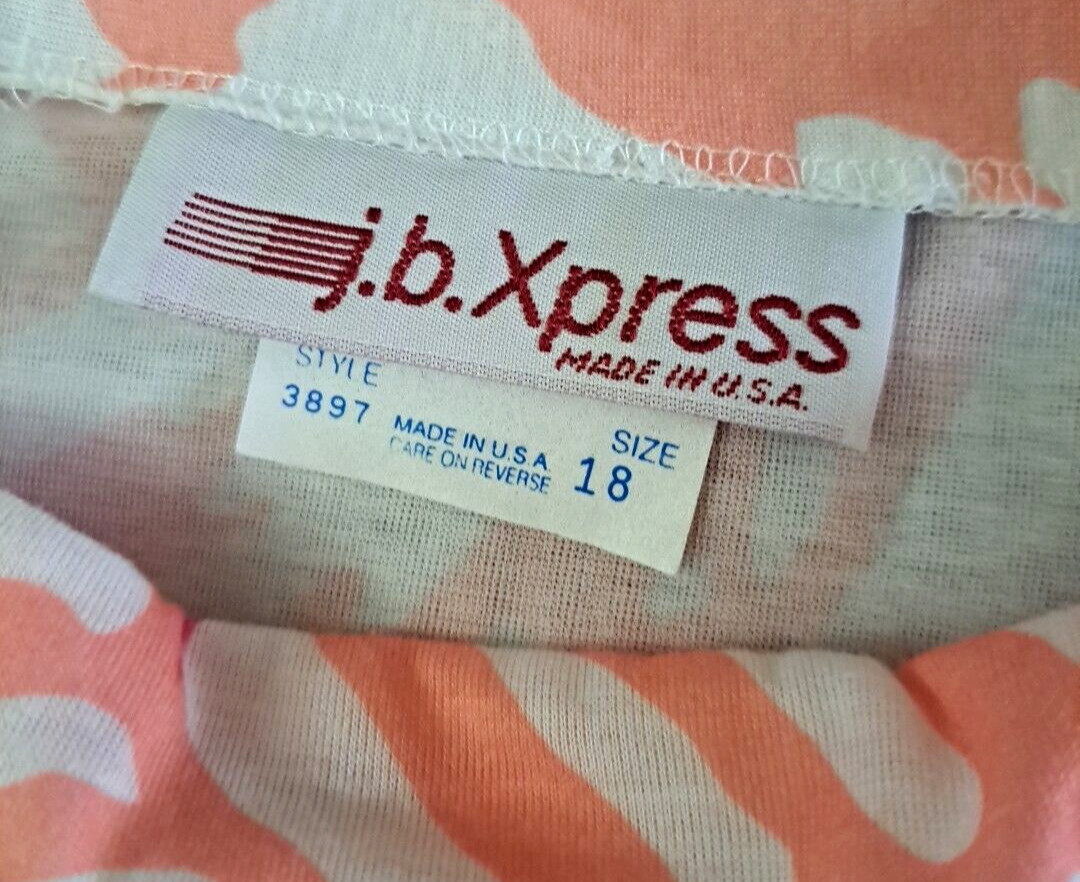 Vintage Dress Blouson JB Express Womens Abstract Pink Purple 1990s Size 18 XL