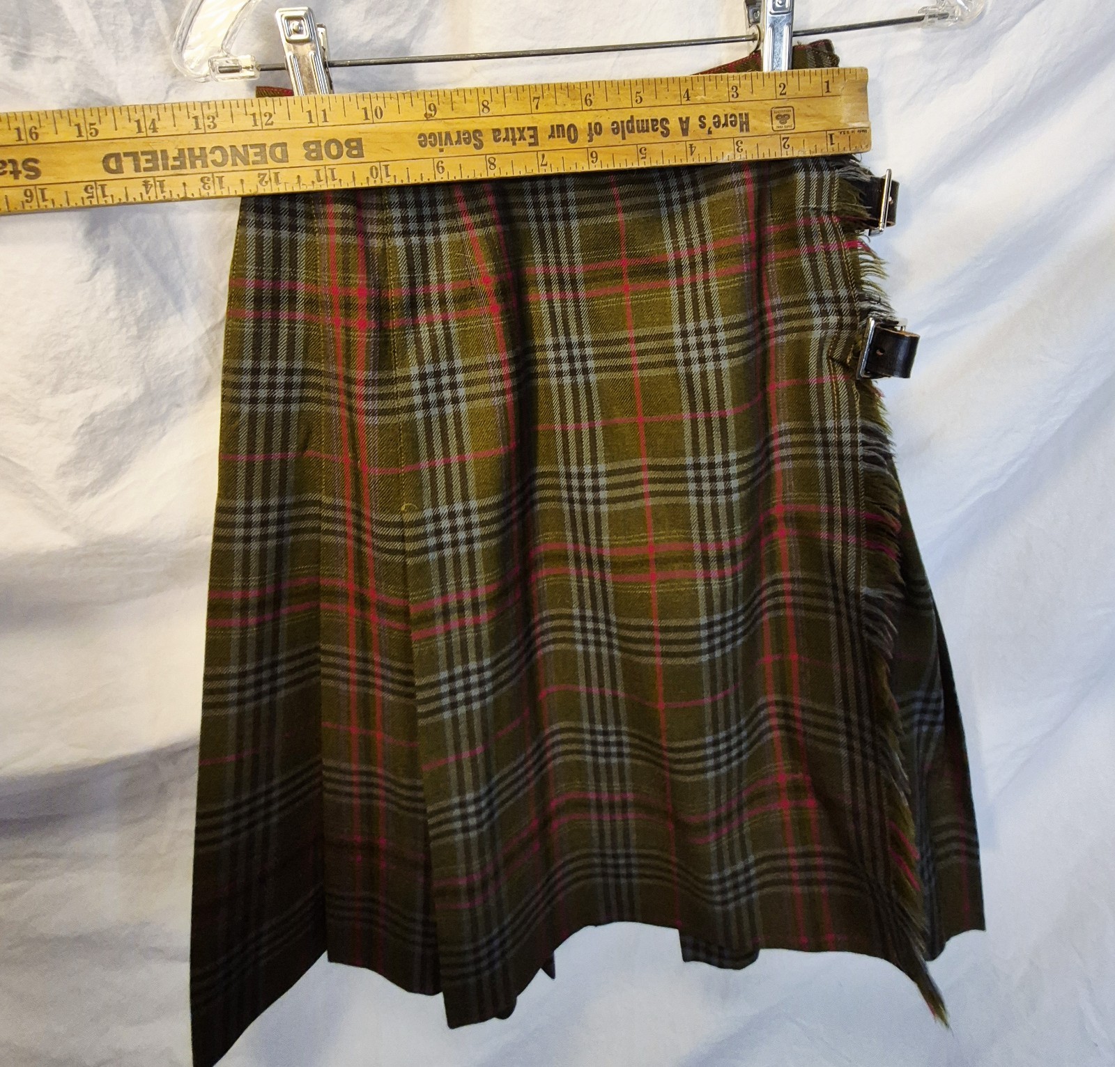 Florence Walsh Sweater And Skirt Green Plaid Vintage Small Medium