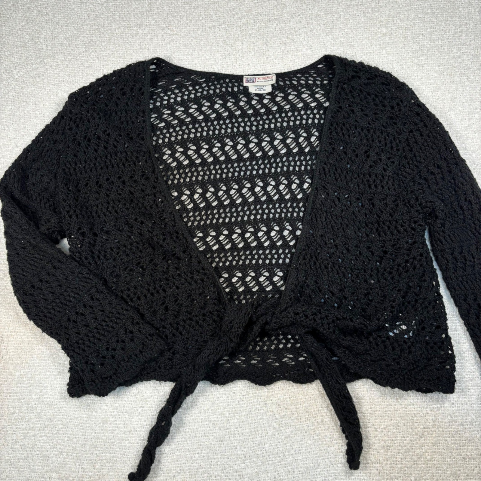 vintage 90s faded glory black open knit cardigan whimsygoth grunge fairy Y2K