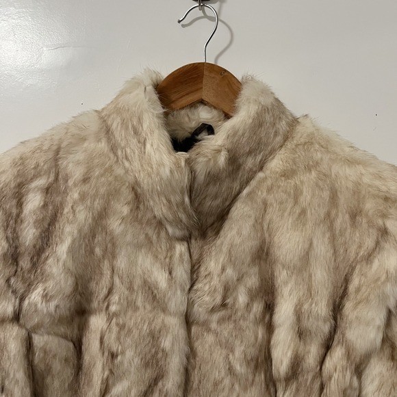 Split End Ltd Vintage Womens Genuine Rabbit Fur Jacket Cream Tan Size Medium