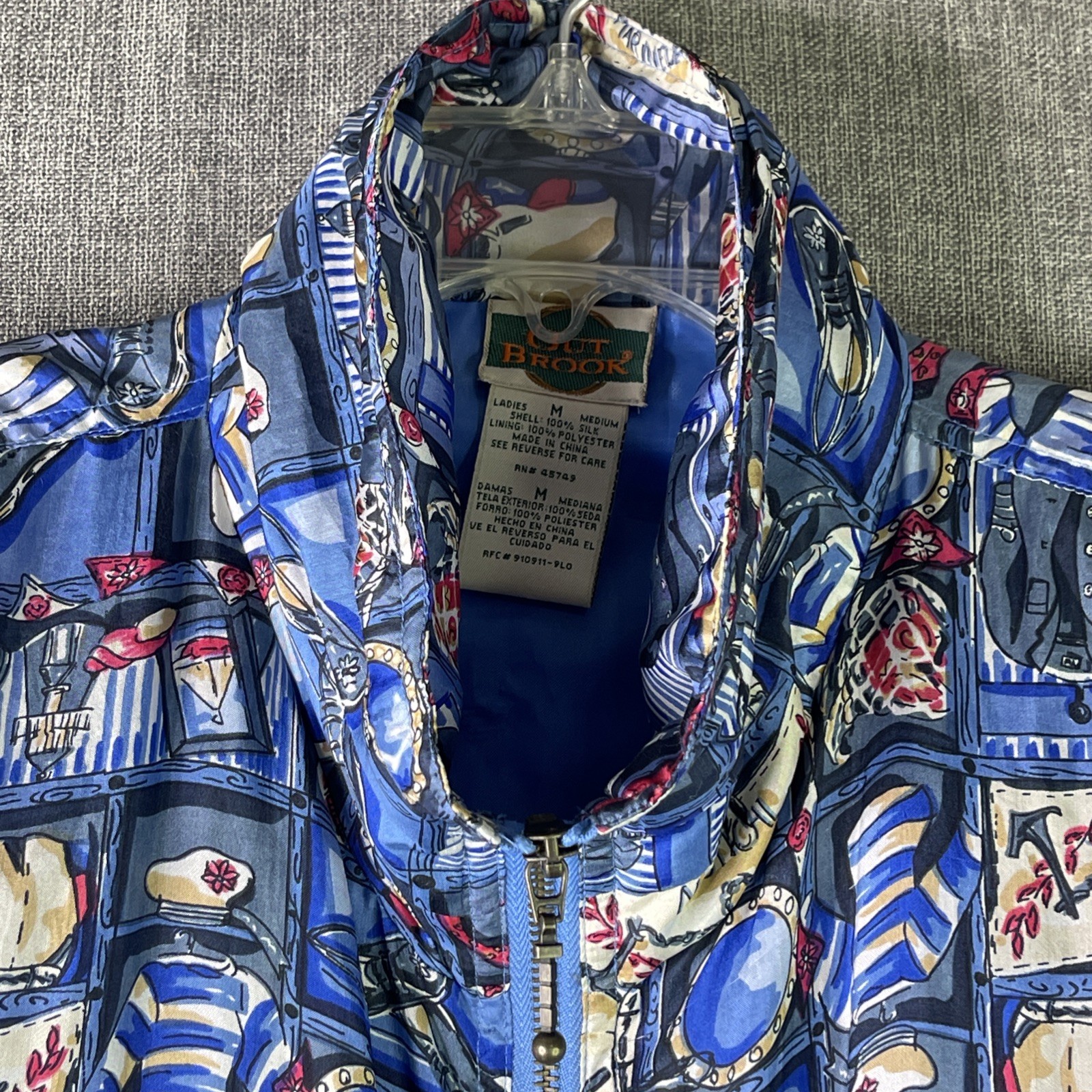 Vintage Out Brook Womens M Silk Windbreaker Jacket Zip Nautical Lightweight WS1