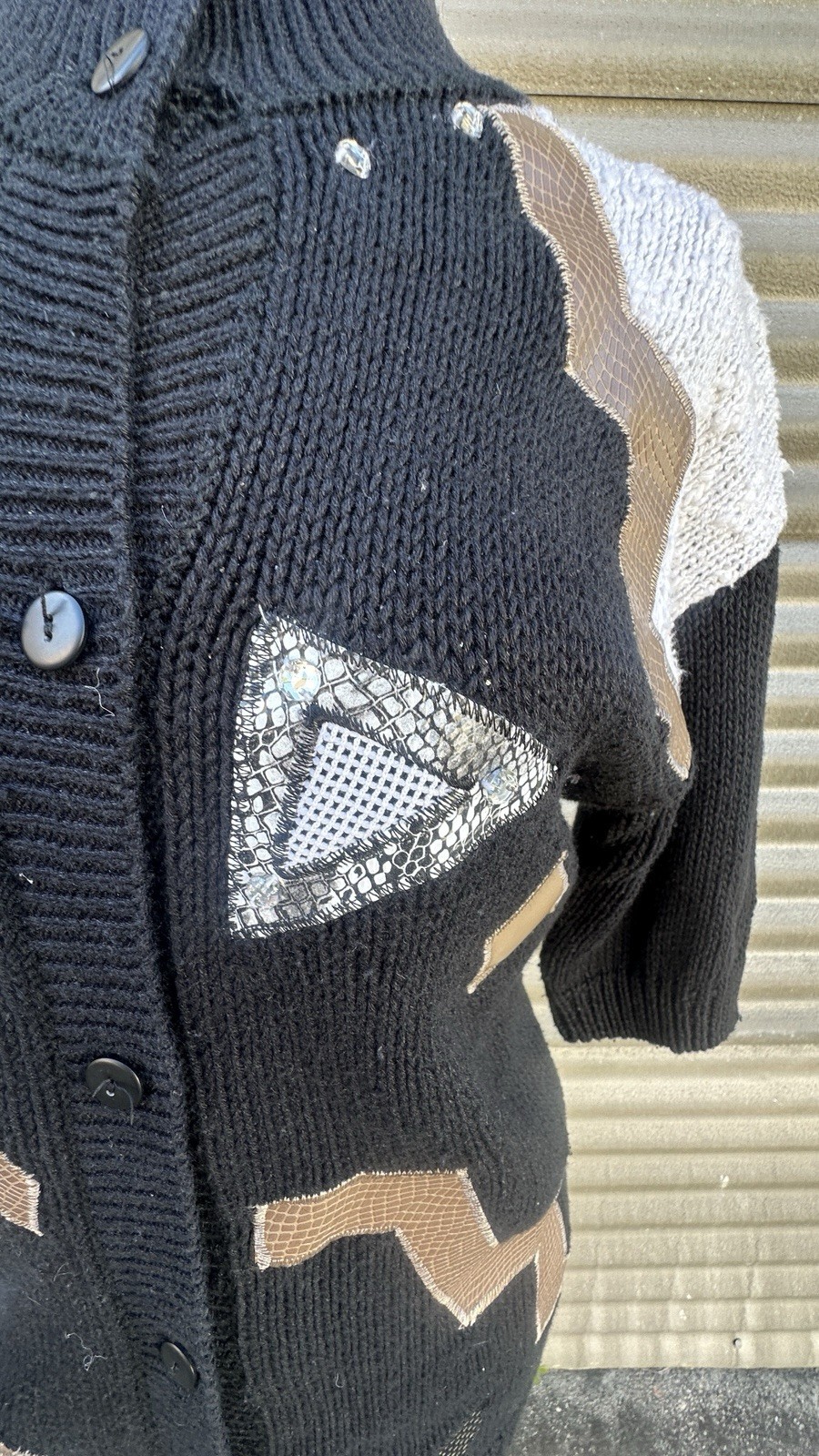 Vintage Spice Of Life Sweater Women’s Small Colorful Knit 80s Button Up Retro