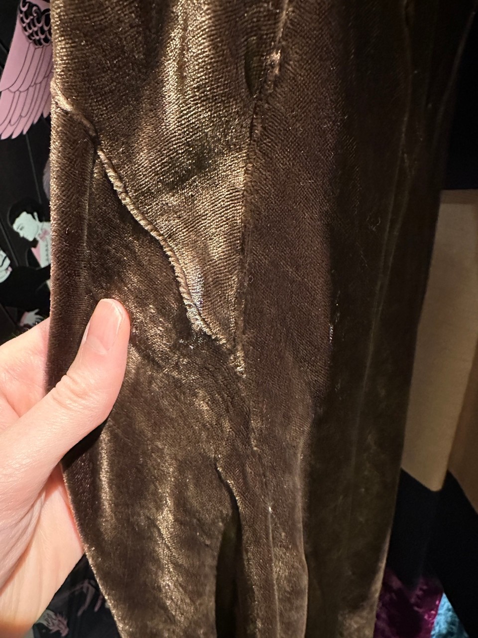 1920s Brown Silk Velvet Rhinestone Bow Flapper Dress