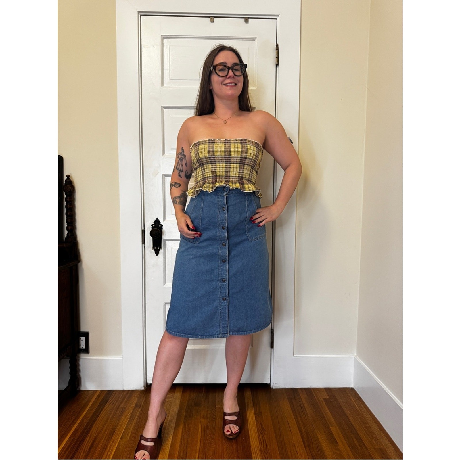 Y2K does 70s Plaid Tube Top