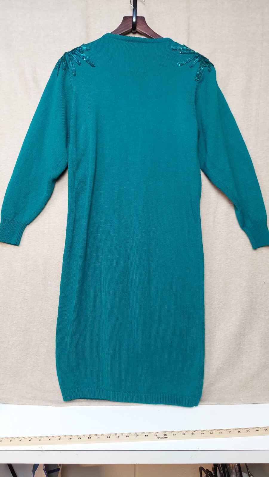 Plain Jane Vintage Sweater Dress Small Green Sequin 80s Sweet Baby Jane 2.24