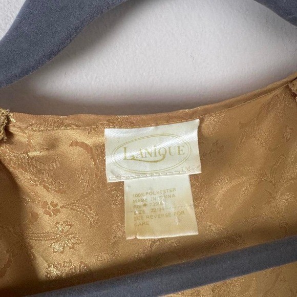 Vintage 80s Yellow Gold Nightgown Mini Dress Paisley Filigree Sheer Long Sleeve