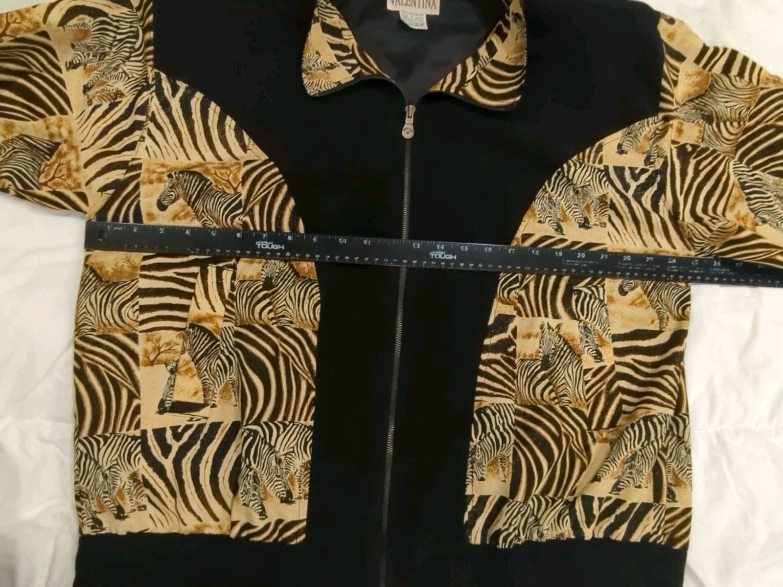 Vintage 80s Valentina Womens Zebra Safari Zip Up Collared Jacket OS