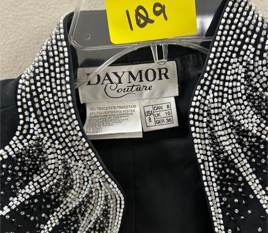 BEAUTIFUL Daymor Couture Black Dress & Bolero Jacket Beaded Size 8