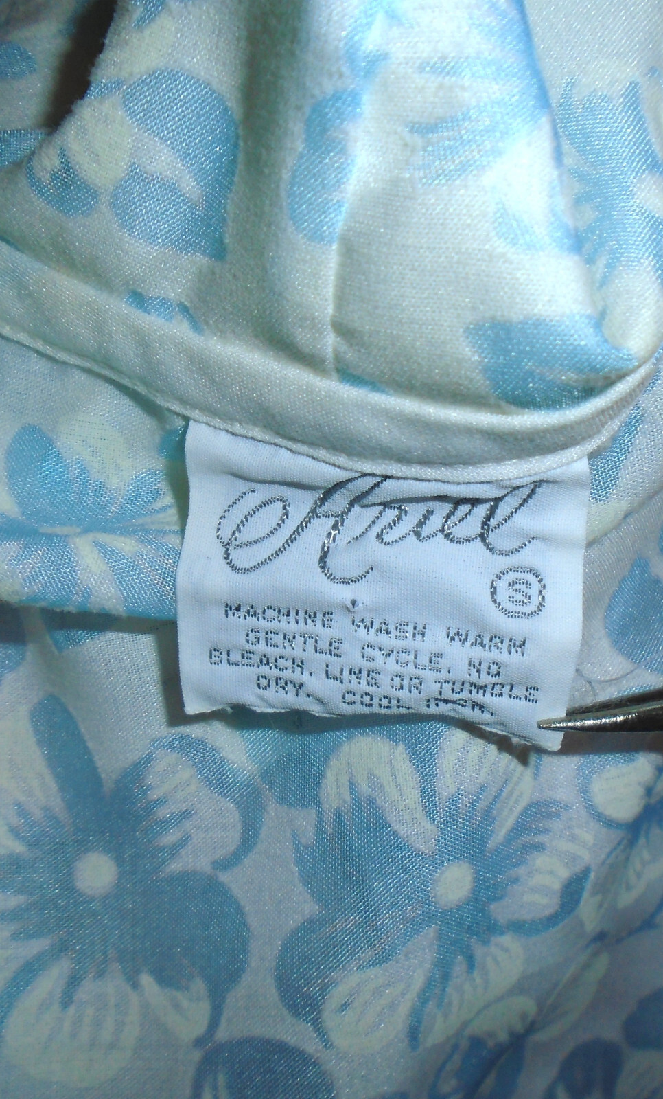 Ariel Bed Jacket Blue White Floral Sheer Vintage Made in the USA Size Small