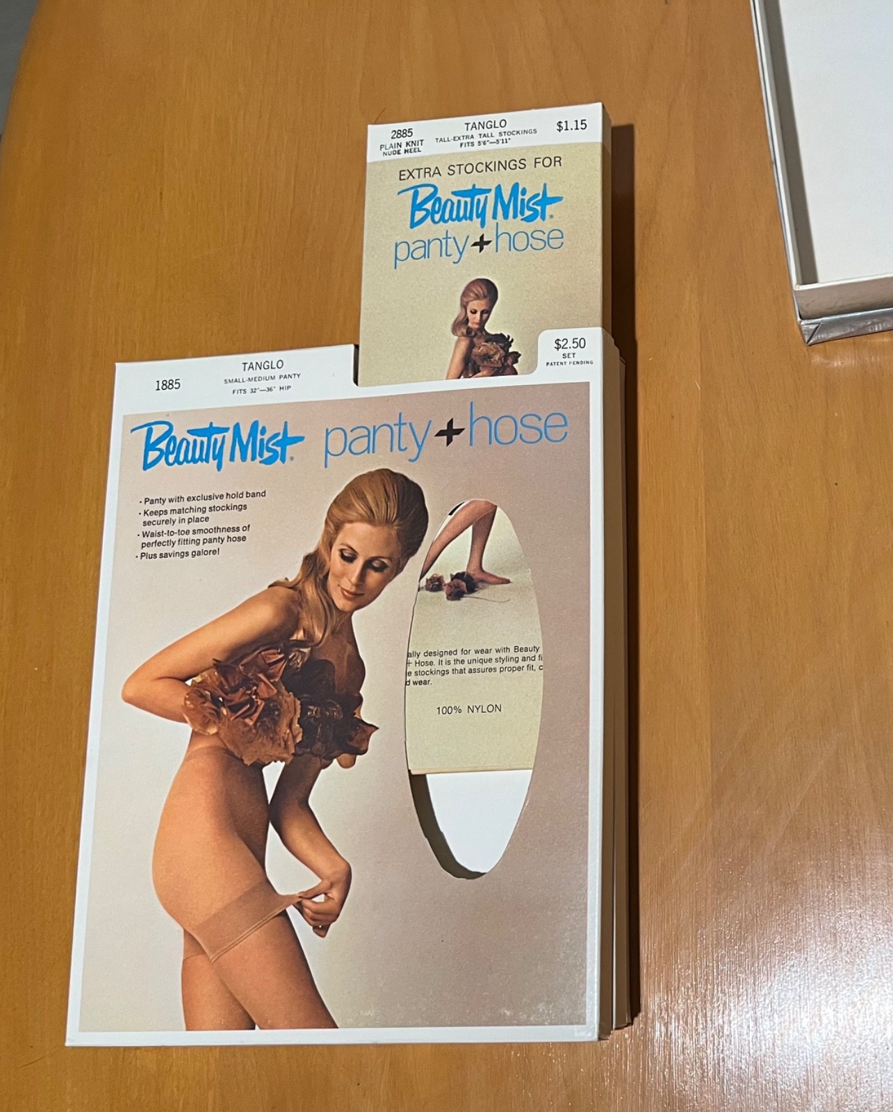 Vtg Beauty Mist 6 Tall Stockings 5’6″-5’11” 3 Panty 32-36″ Hips NOS Deadstock