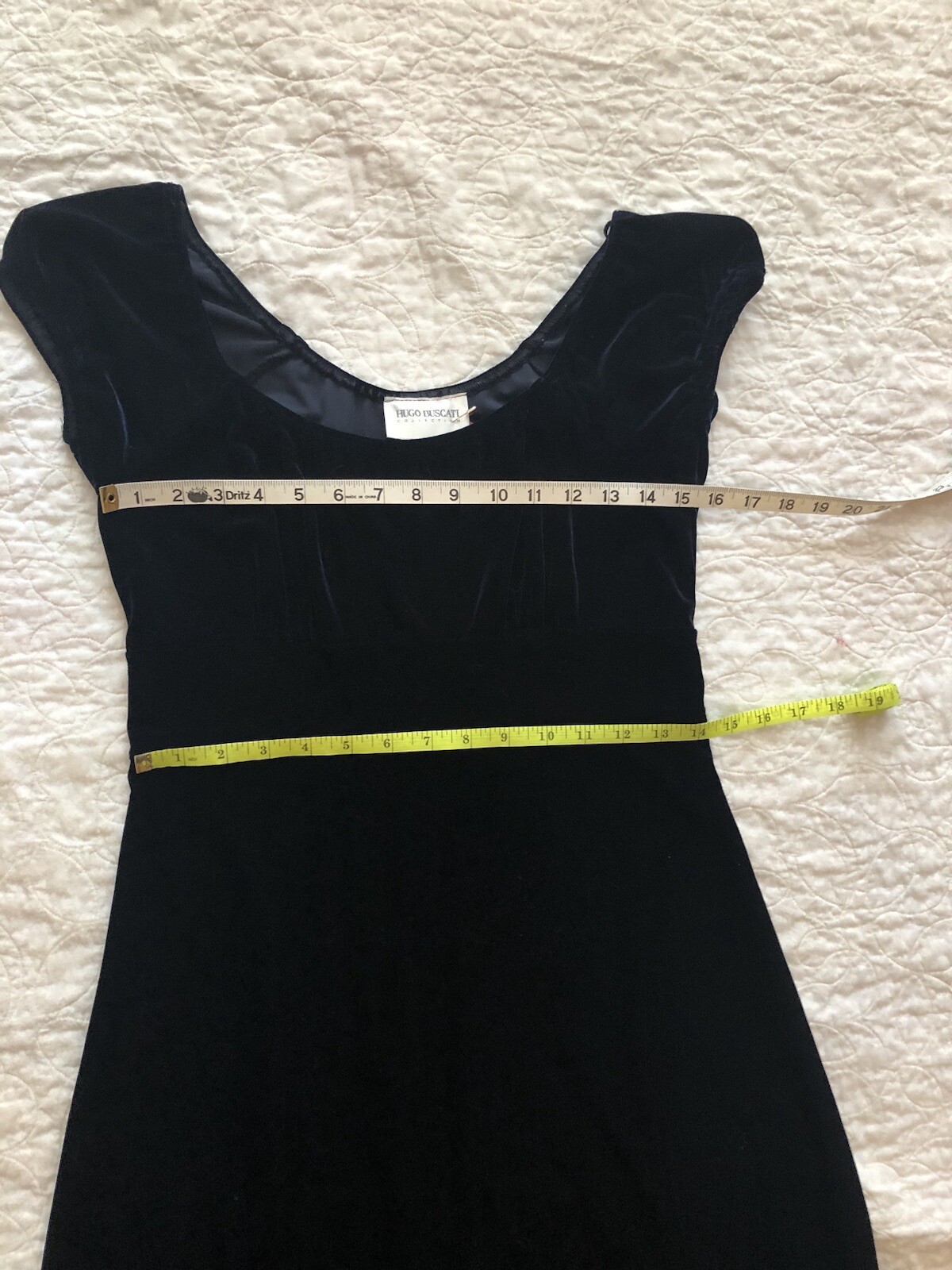 Hugo Buscati 90’s Vintage Black Polyester /Spandex Velvet Maxi Dress