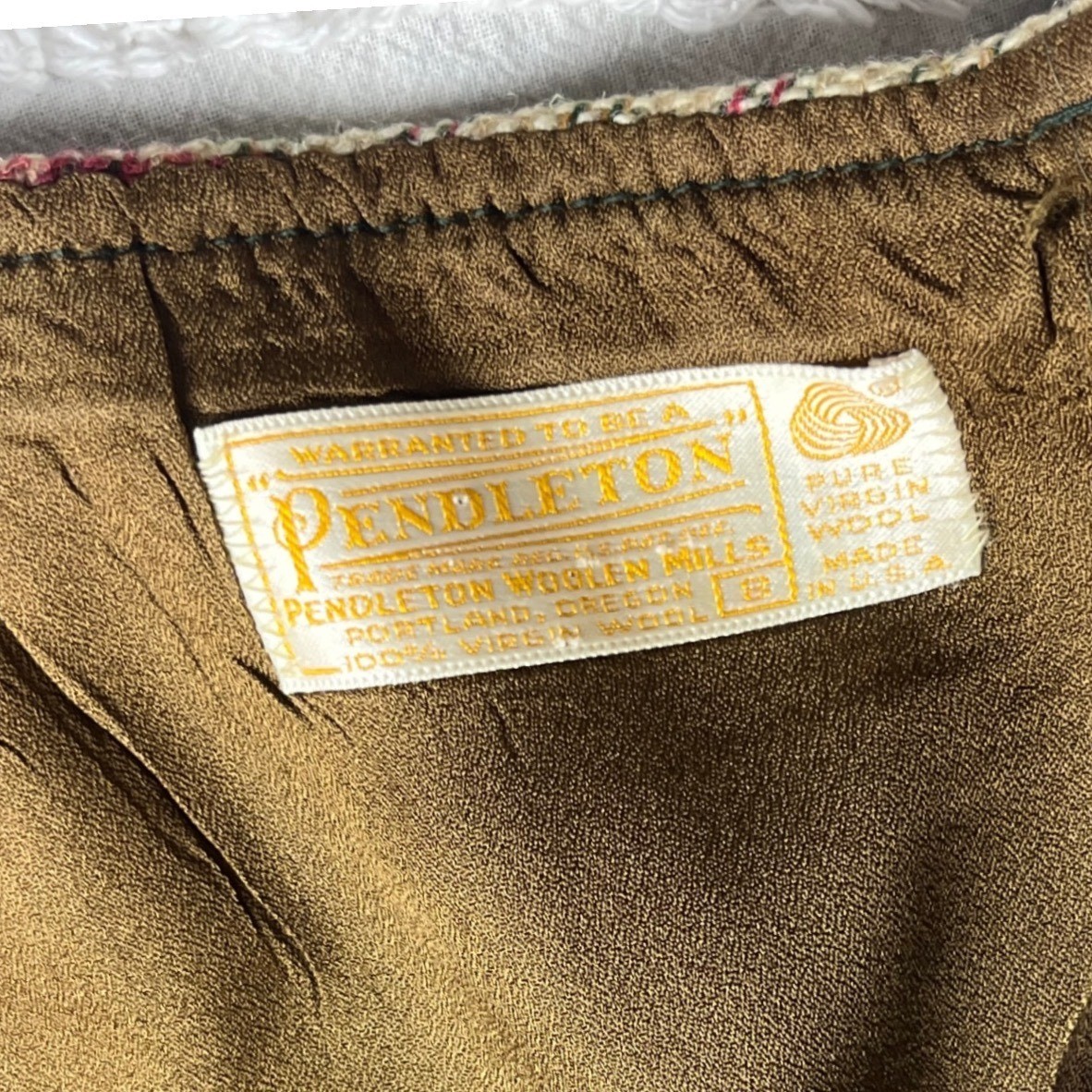 Vtg Check Pendleton Skirt Midi WOOL 70s Preppy Pink/Red Green Tan Sz S Secretary