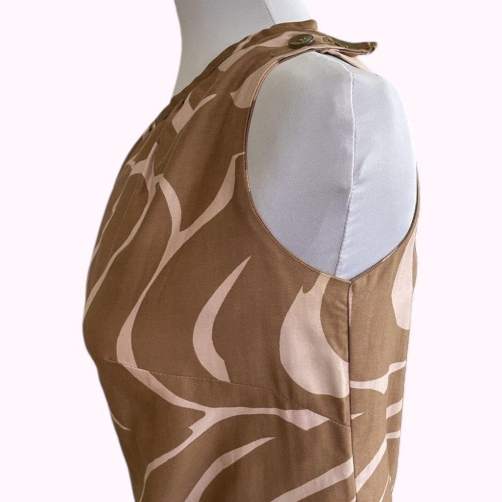 VTG MCM Hawaiian Edna Oliver Pink Tan Floral Sleeveles 60s Mini Dress Size S
