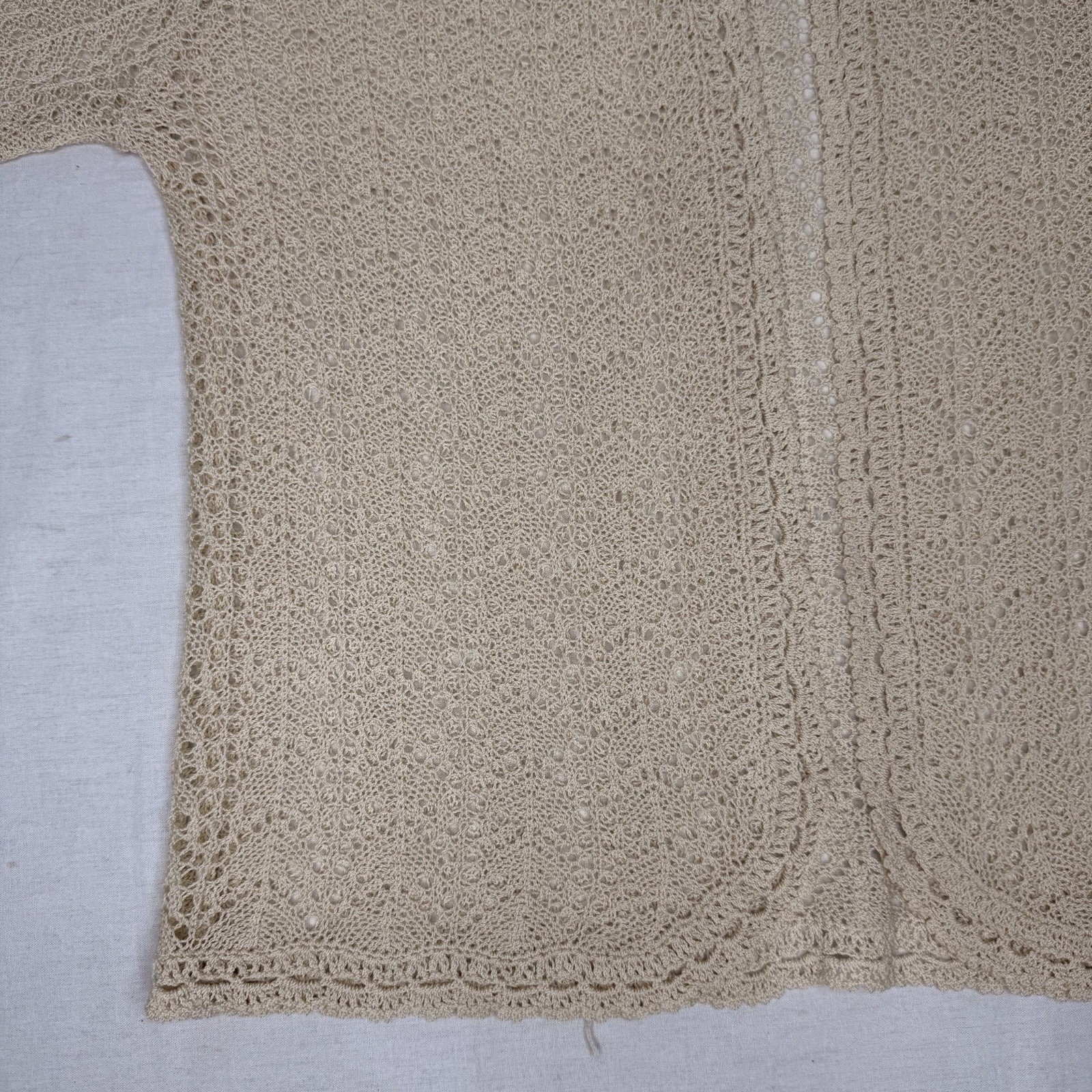Vintage Handmade Crochet Cardigan Cream Cottagecore Fairycore Lace Top