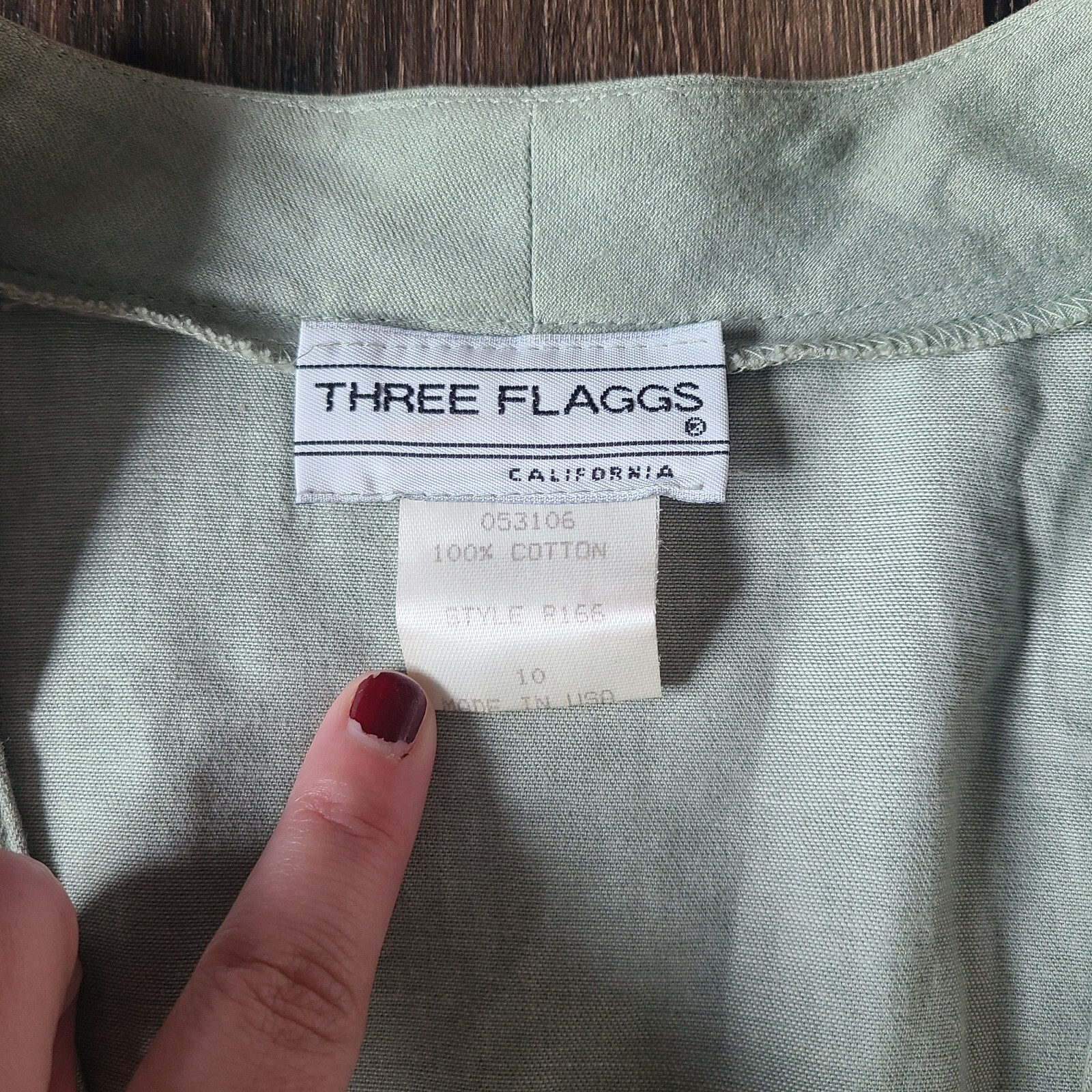 Three Flaggs California Cardigan Blazer Womens Size M 10 Sage Green Vtg Boho