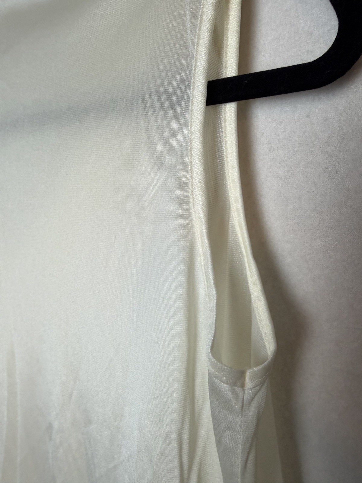 Vintage 1970s Nightgown Sleeveless Off White Pink Trim Tie-Front Detail
