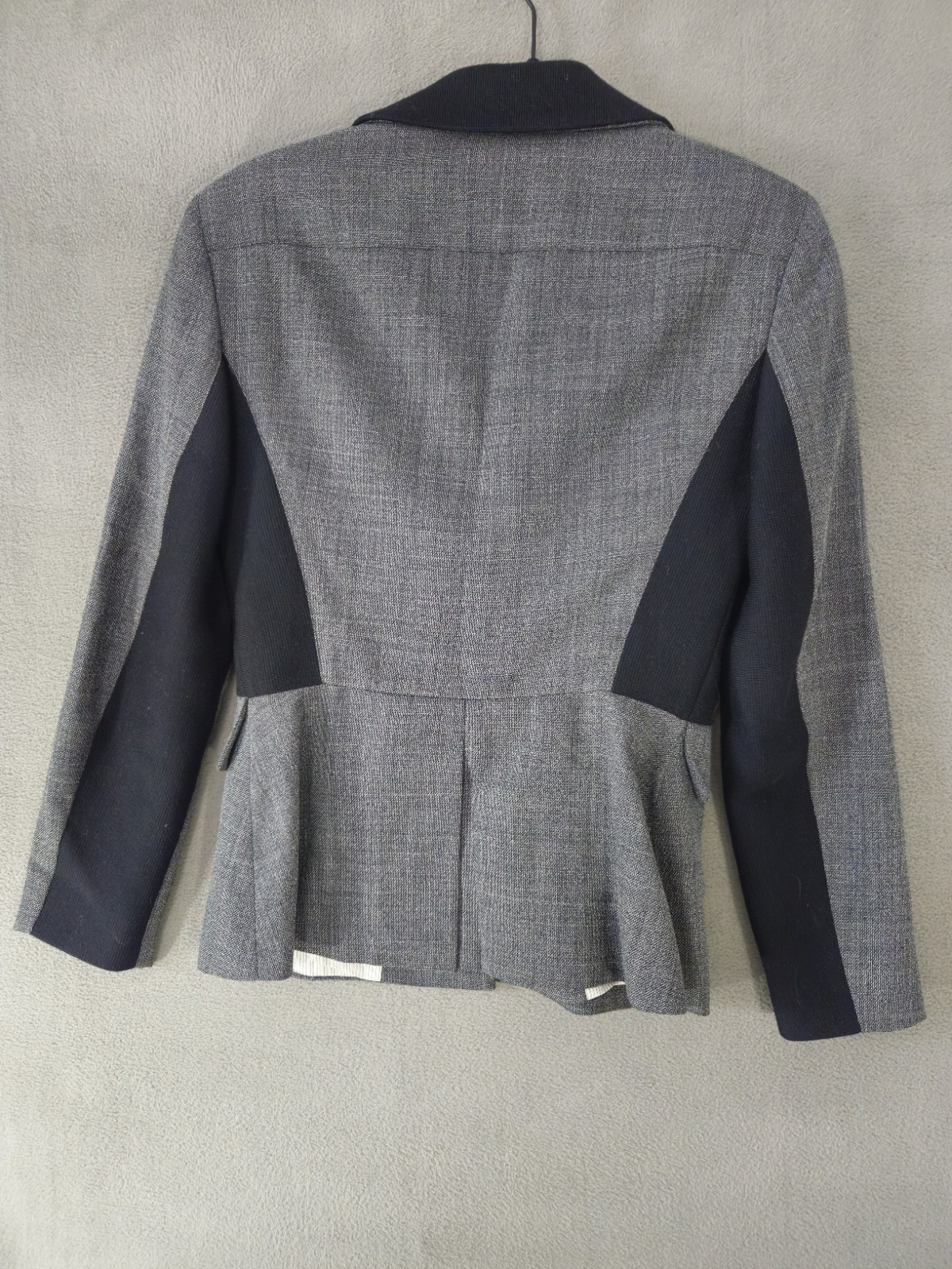 Vintage 90s Marina Spadafora Italy Womens 8 Blazer Skirt Suit Gray Black Block