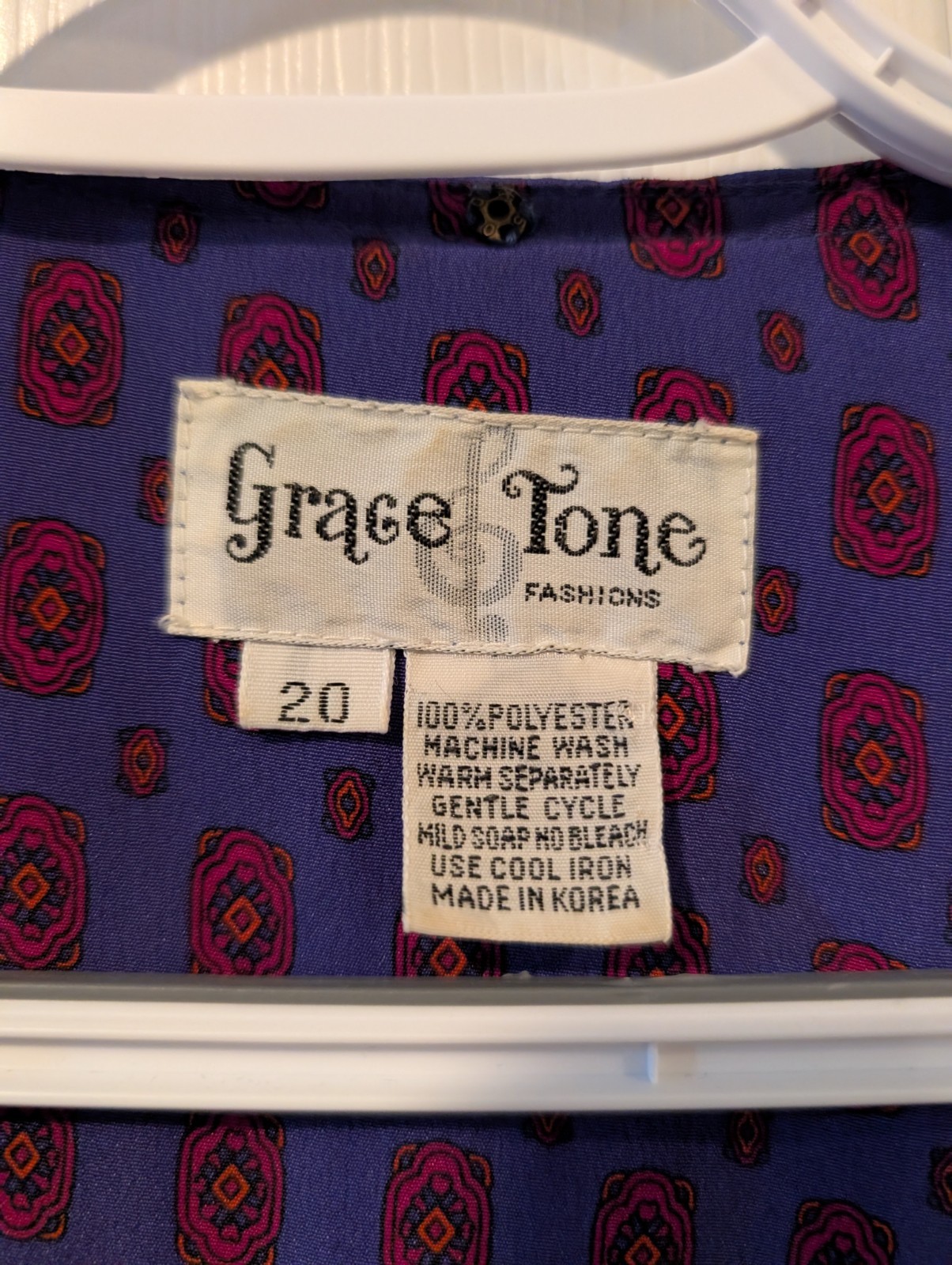 Vintage 1980 Grace Tone Fashion Purple And Red Dress. Vintage Size 20
