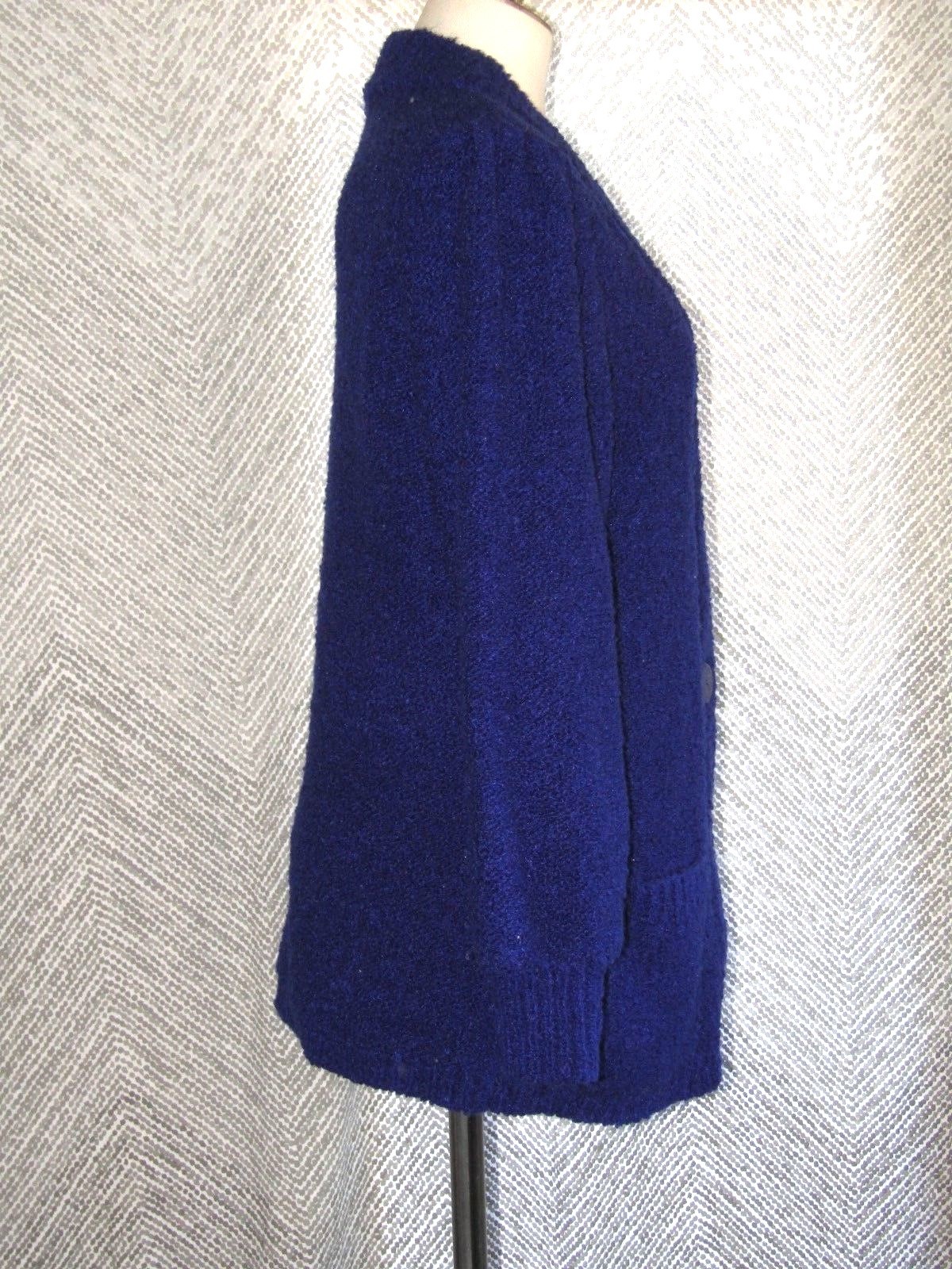 Vintage Segue Royal Blue Heavy Cardigan Sweater Button-Up & Pockets Size Small