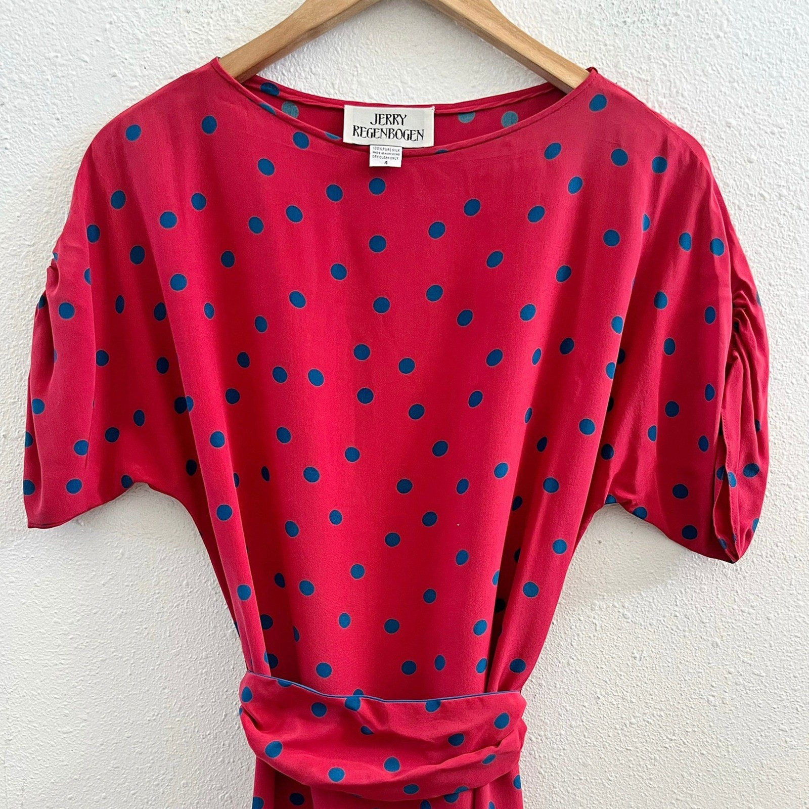 JERRY REGENBOGEN Polka Dot 100% Silk Dress Size 4