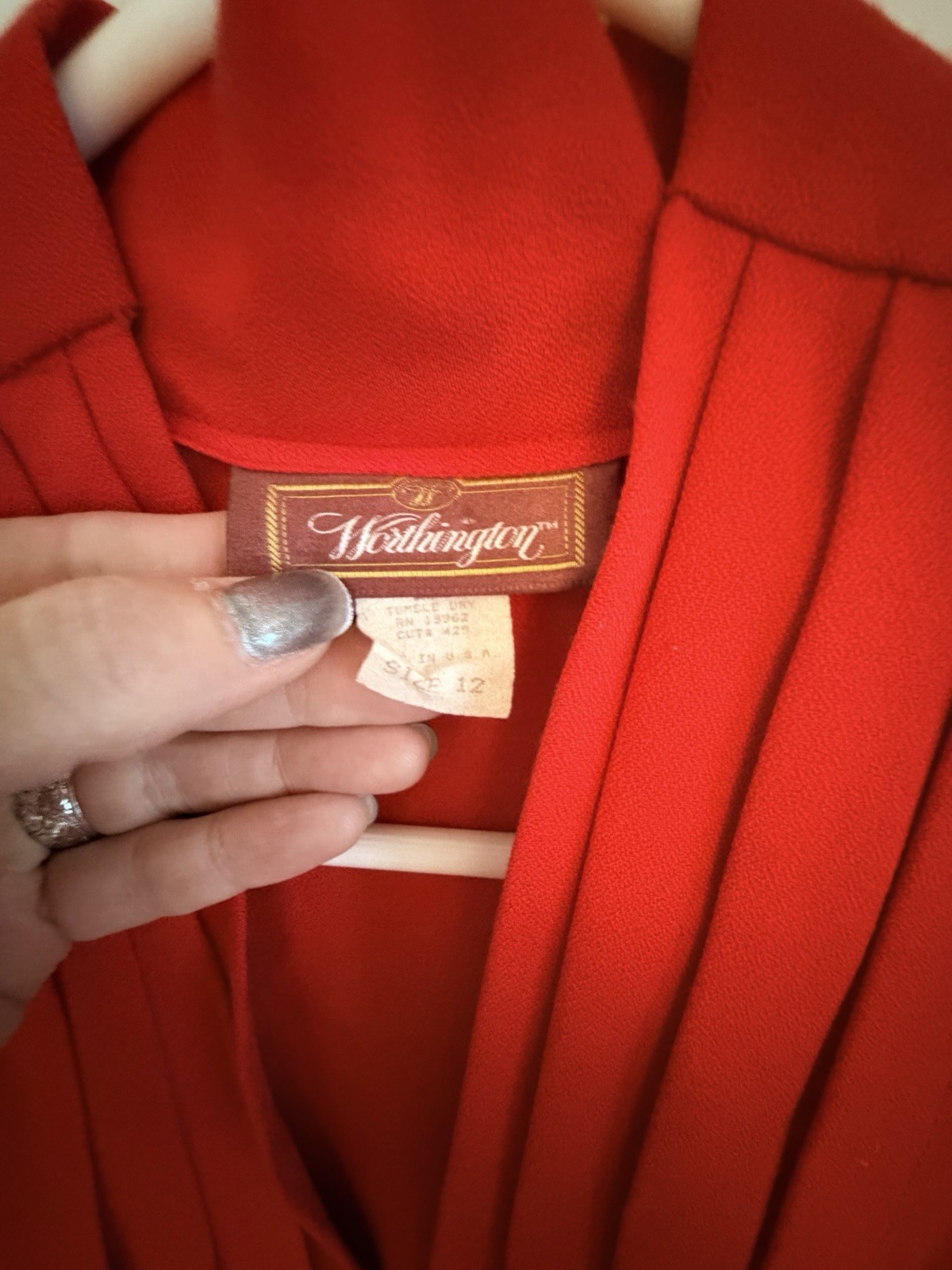 Vintage 80s Red Jumpsuit SZ 12 Made In USA Worthington Tux Style