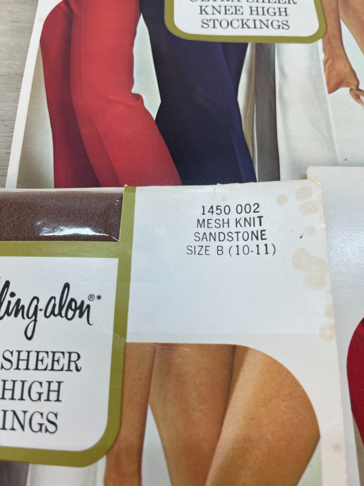 Sears Cling Alon Ultra Sheer Knee High Stockings Size B 10-11 Sandstone 3 Pairs
