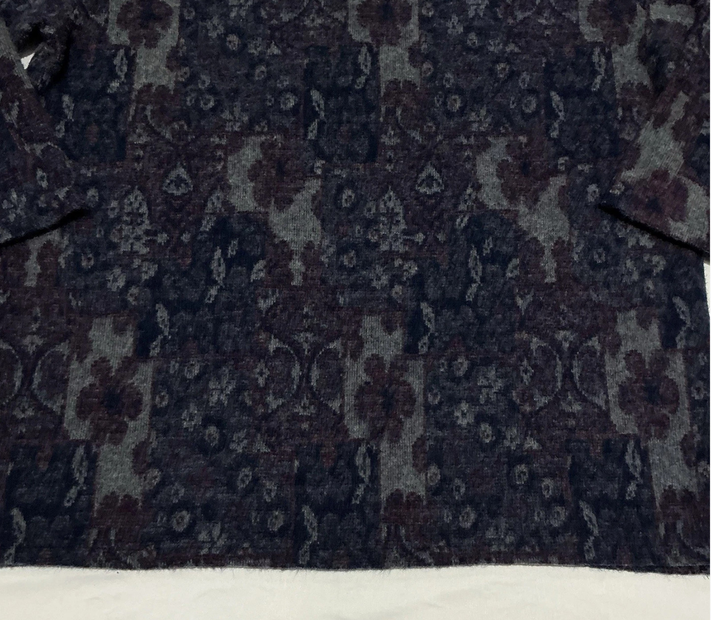Loom Wear Sweater Womens Large Gray Floral Boho Vintage 80s USA Acrylic Winter