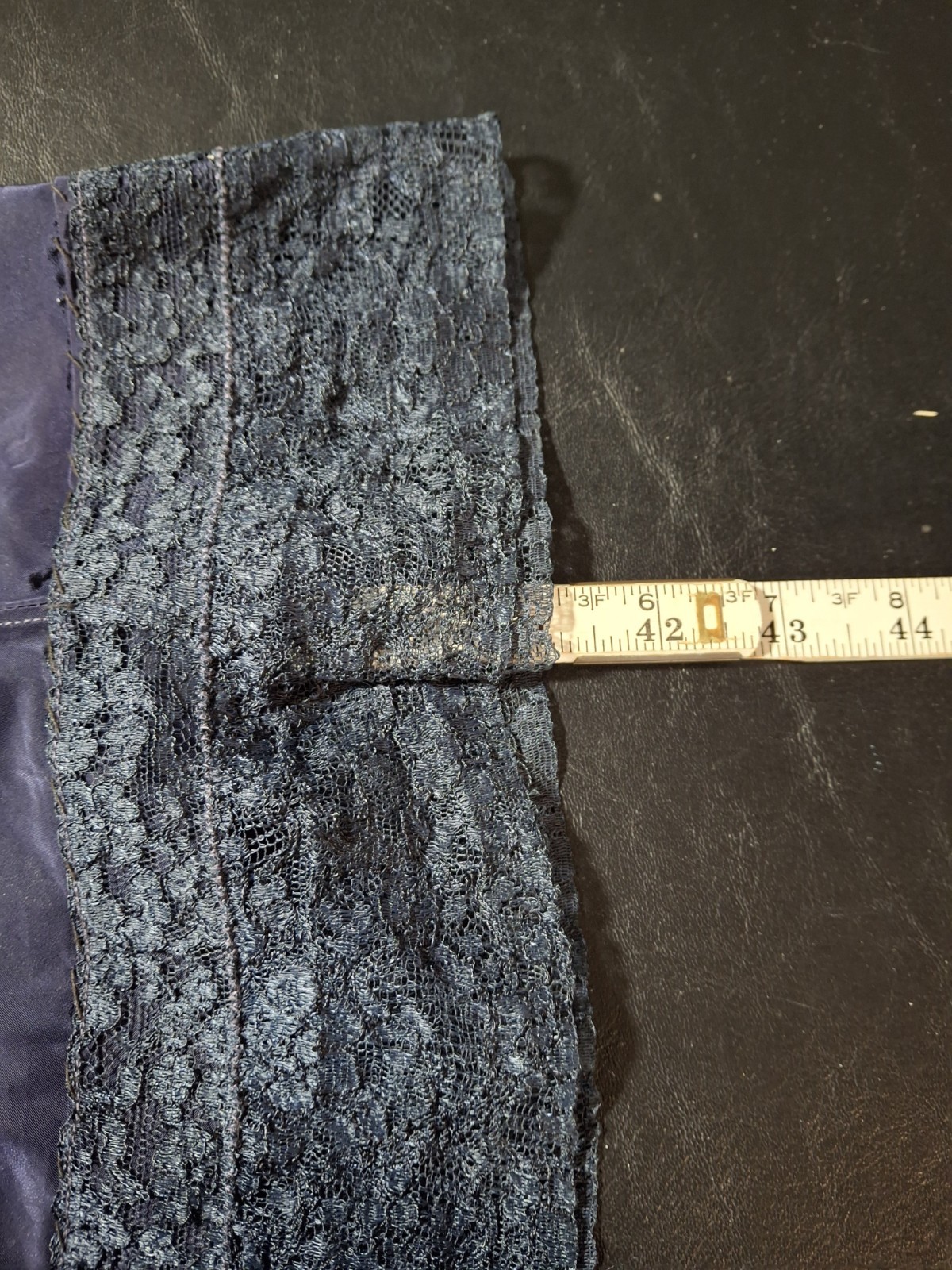 Vintage 50s Sears Charmode Navy Blue Nightgown Slip Dress Lace Trim Size 34